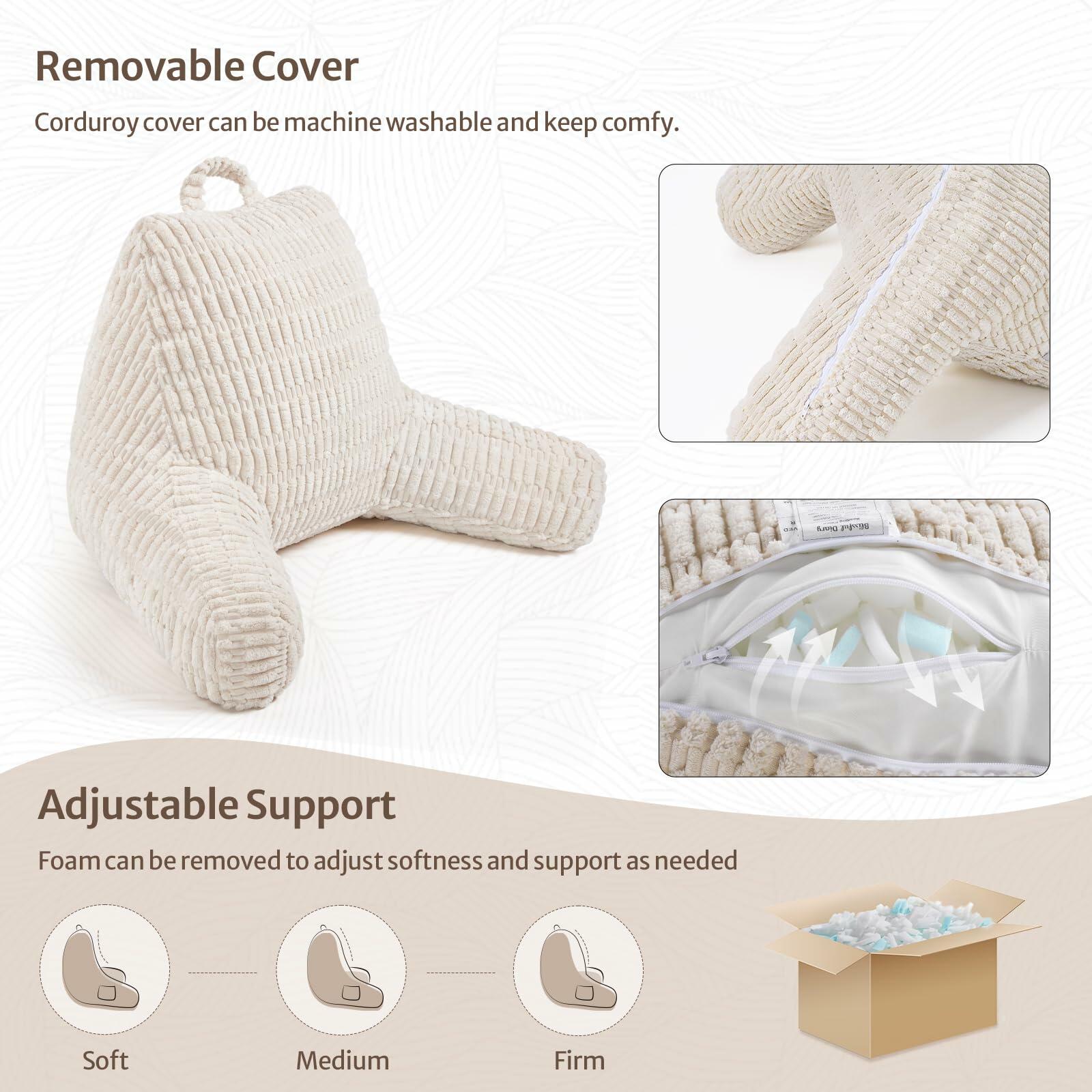 Blissful Diary Reading Pillow Backrest Shredded Memory Foam 18in Off White