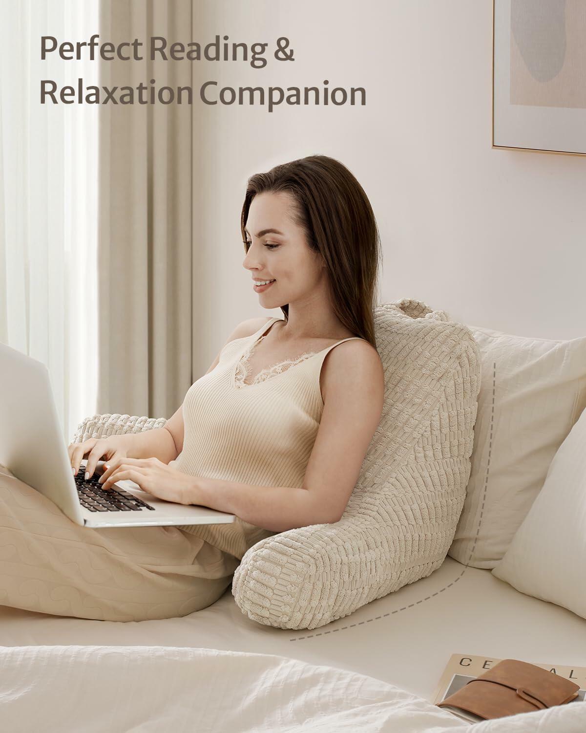 Blissful Diary Reading Pillow Backrest Shredded Memory Foam 18in Off White