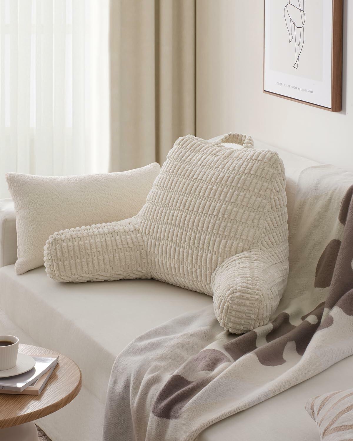 Blissful Diary Reading Pillow Backrest Shredded Memory Foam 18in Off White