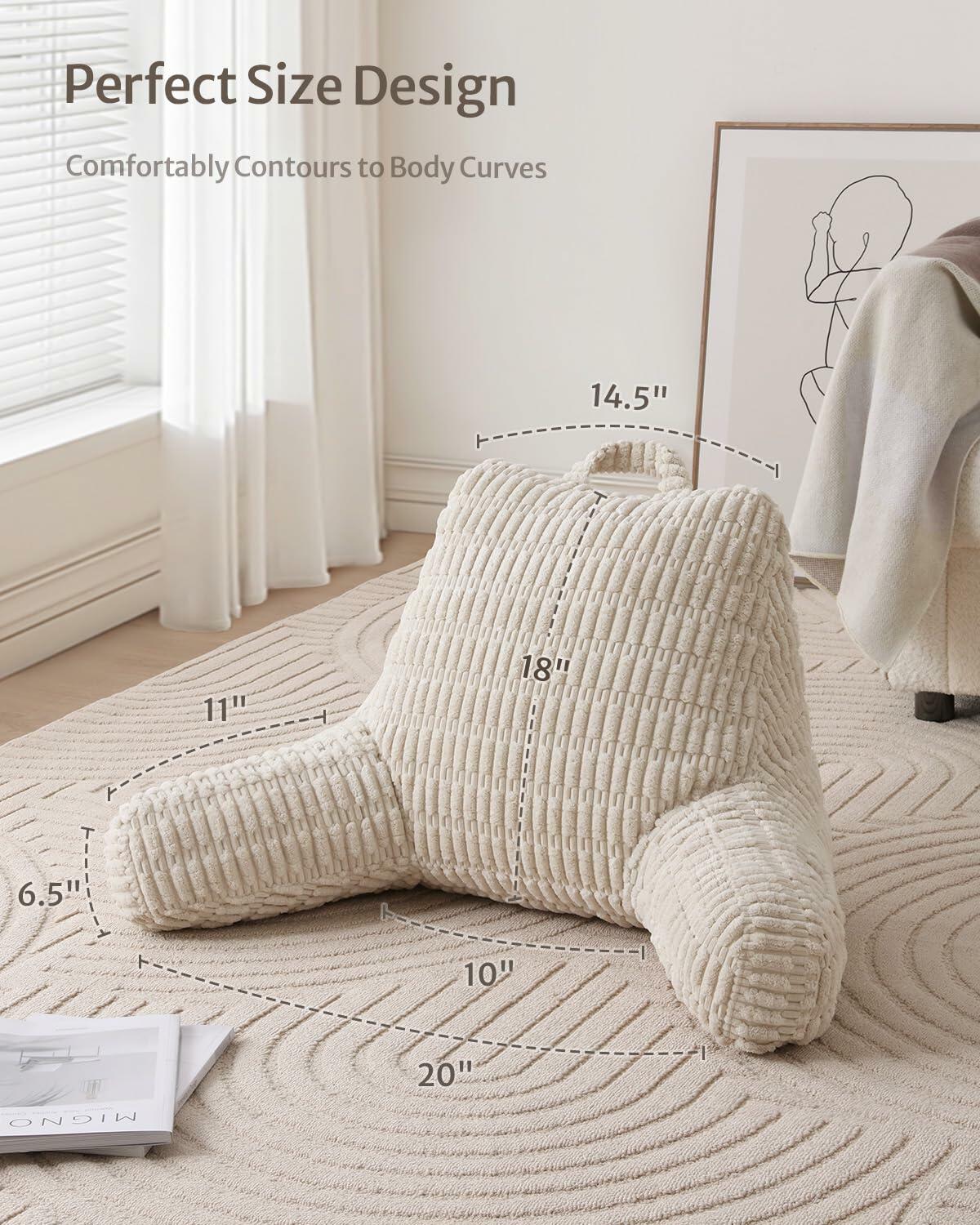 Blissful Diary Reading Pillow Backrest Shredded Memory Foam 18in Off White