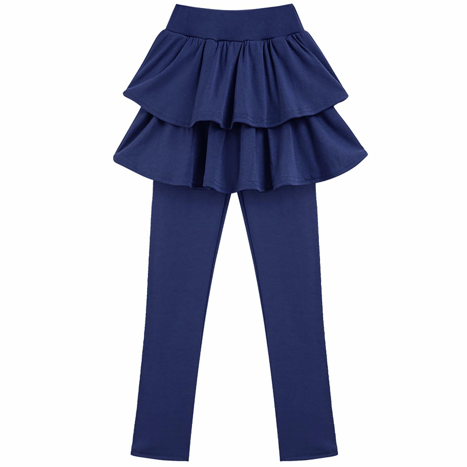 kdoikmu Girls School Uniform Leggings Skirt 2 Pack Black Navy 6-7Y