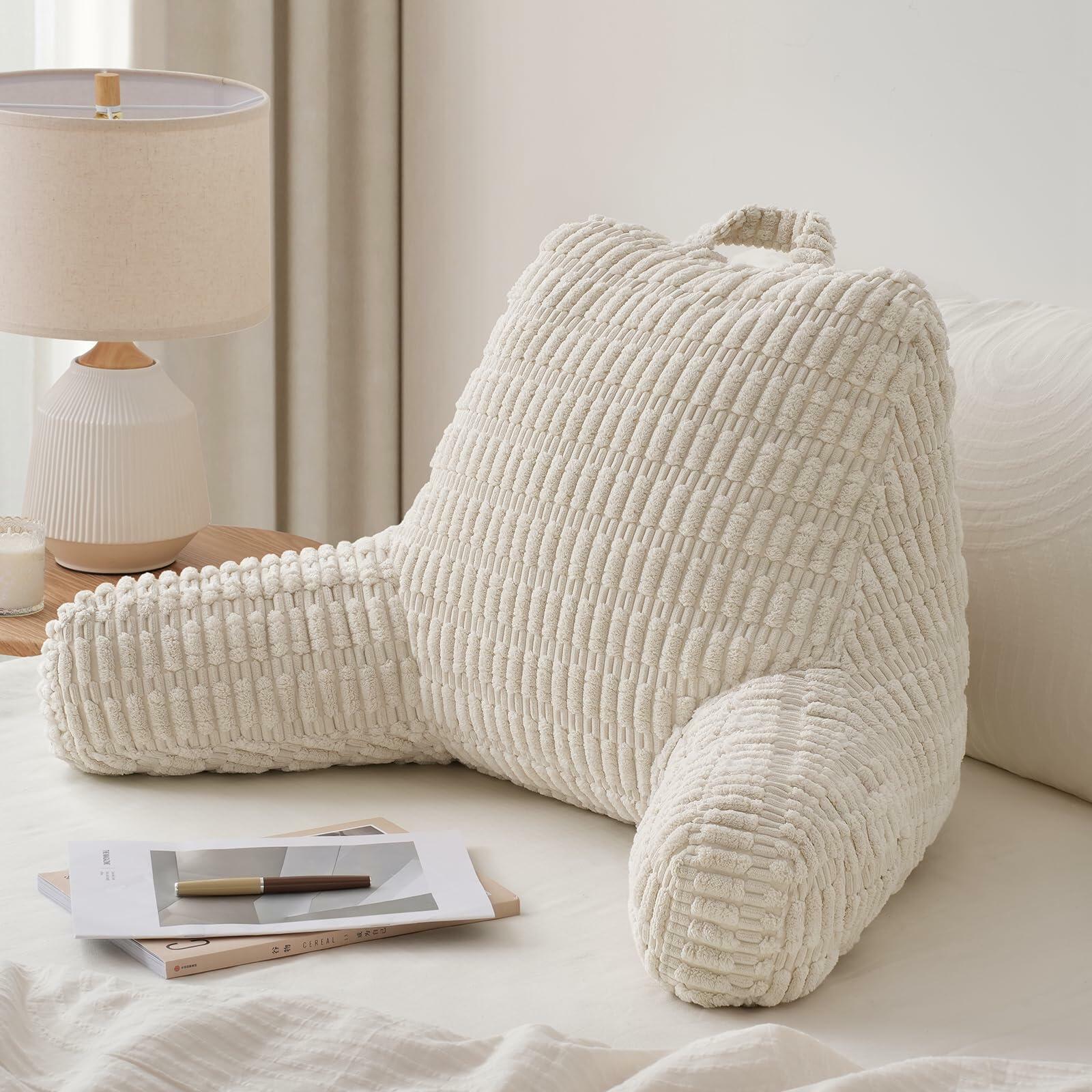 Blissful Diary Reading Pillow Backrest Shredded Memory Foam 18in Off White
