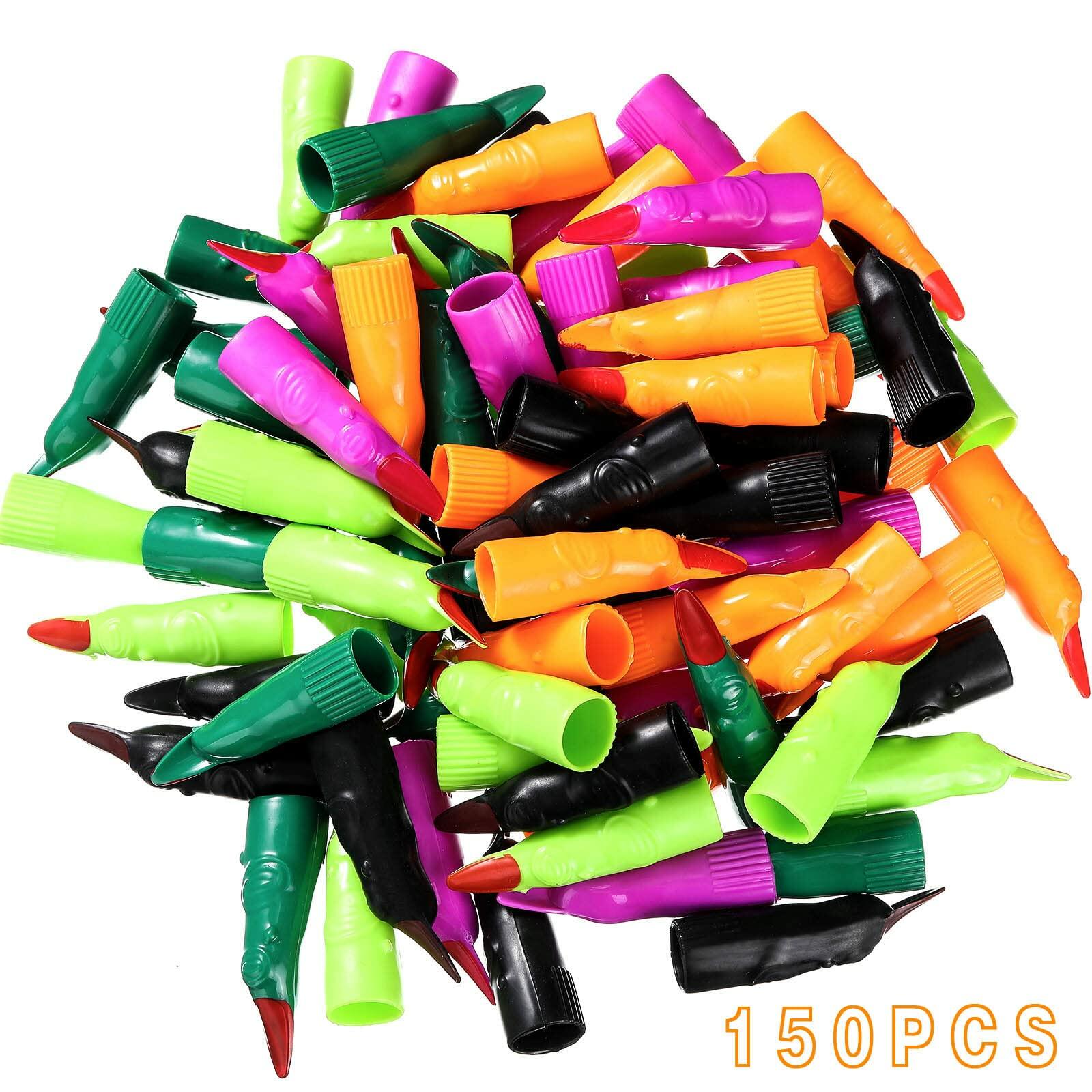 Sosation 150 Pcs Spooky Witch Fingers Fake Nails Black Halloween Gothic