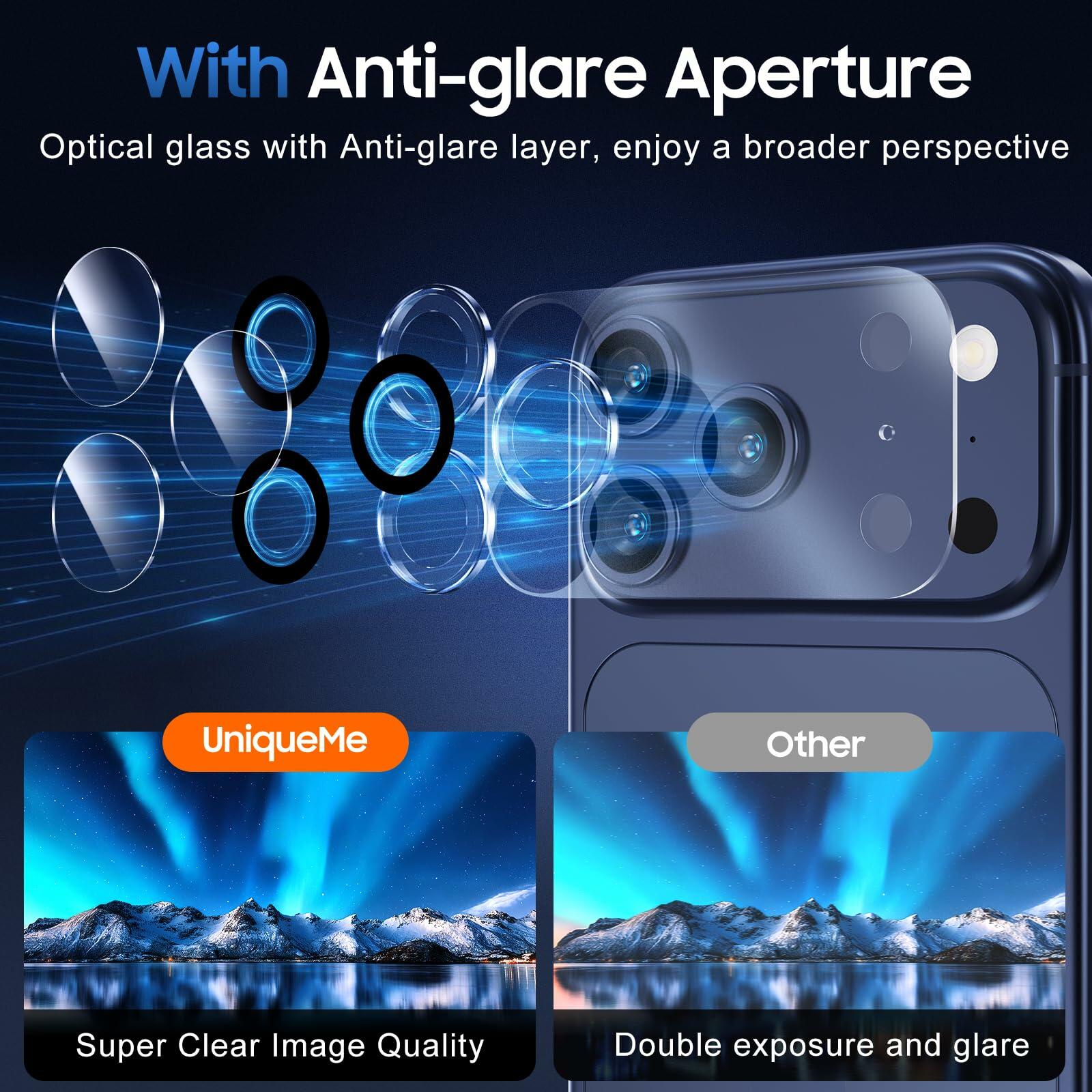 UniqueMe iPhone17 ProMax Camera Lens Protector 3 Pack Transparent Tempered Glass