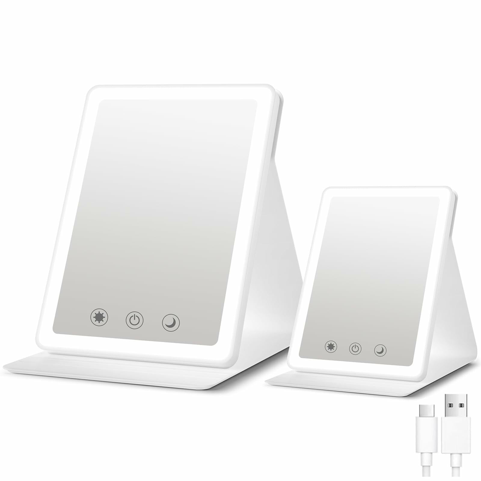 BACK KTCL 2 Pack 2025 Rechargeable Travel Makeup Vanity Mirror 72 LED Lights