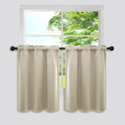 Mrs.Naturall Biscotti Beige Blackout Curtains 34x36 Inch Set of 2 Panels