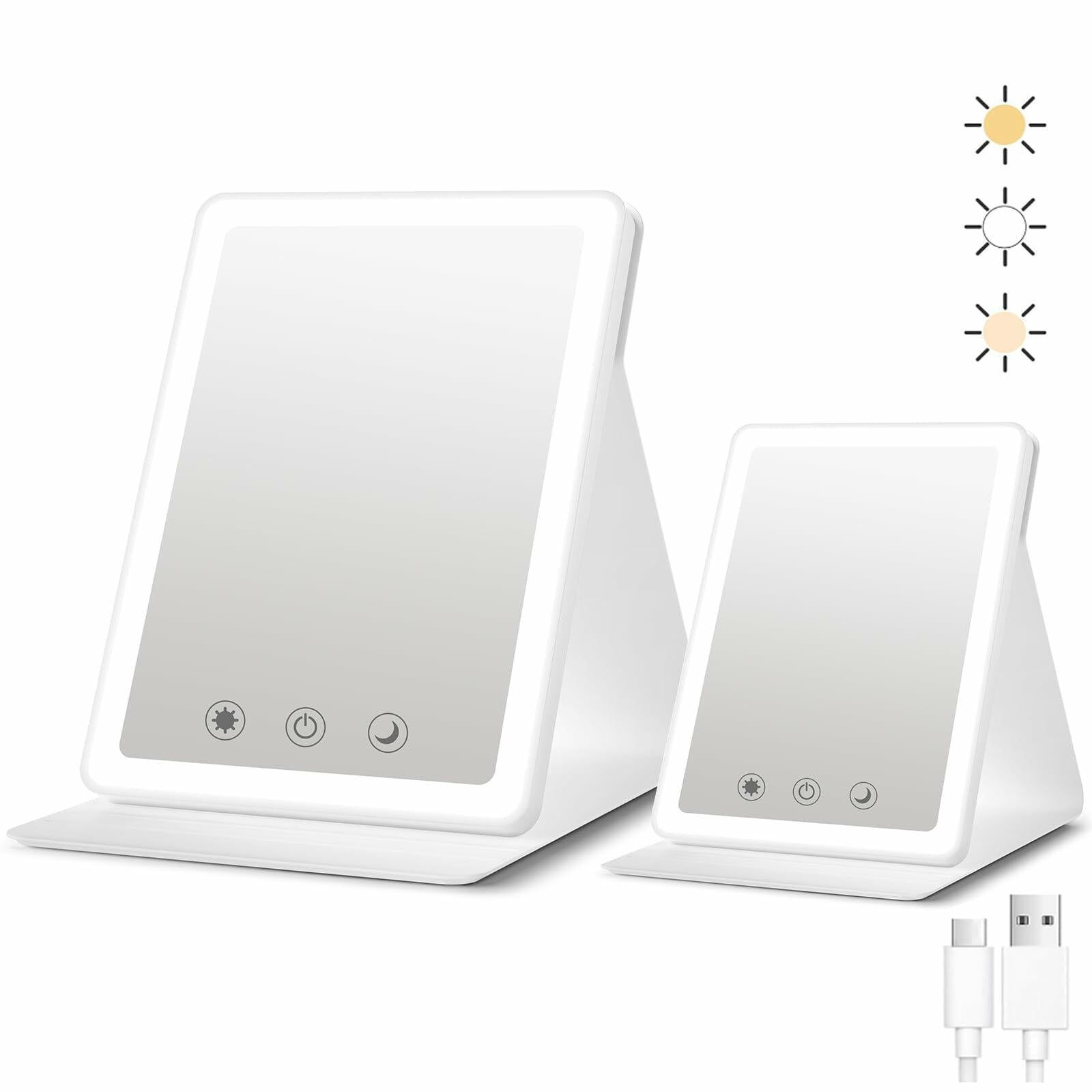 BACK KTCL 2 Pack 2025 Rechargeable Travel Makeup Vanity Mirror 72 LED Lights