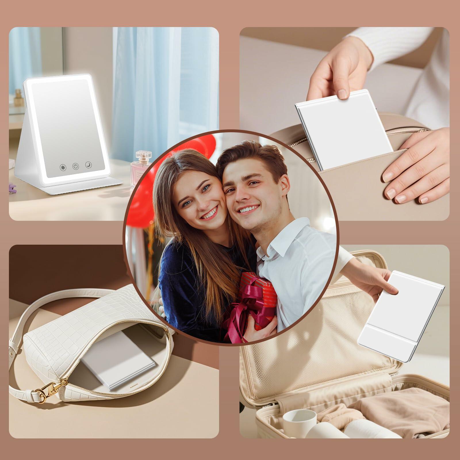 BACK KTCL 2 Pack 2025 Rechargeable Travel Makeup Vanity Mirror 72 LED Lights