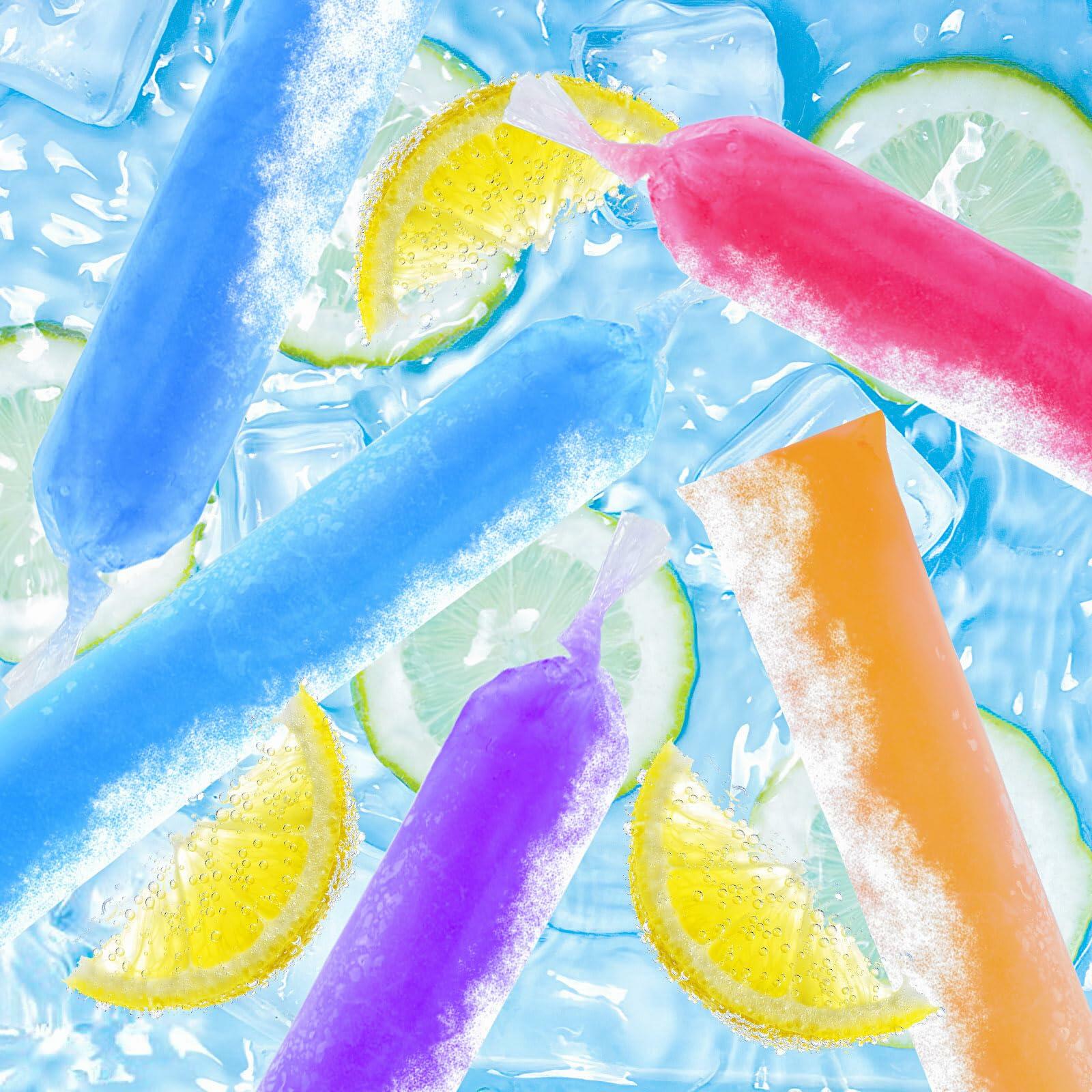 FEBSNOW 160 Disposable Ice Lolly Bags Popsicle Mold Clear 4x12 Inch with Funnel