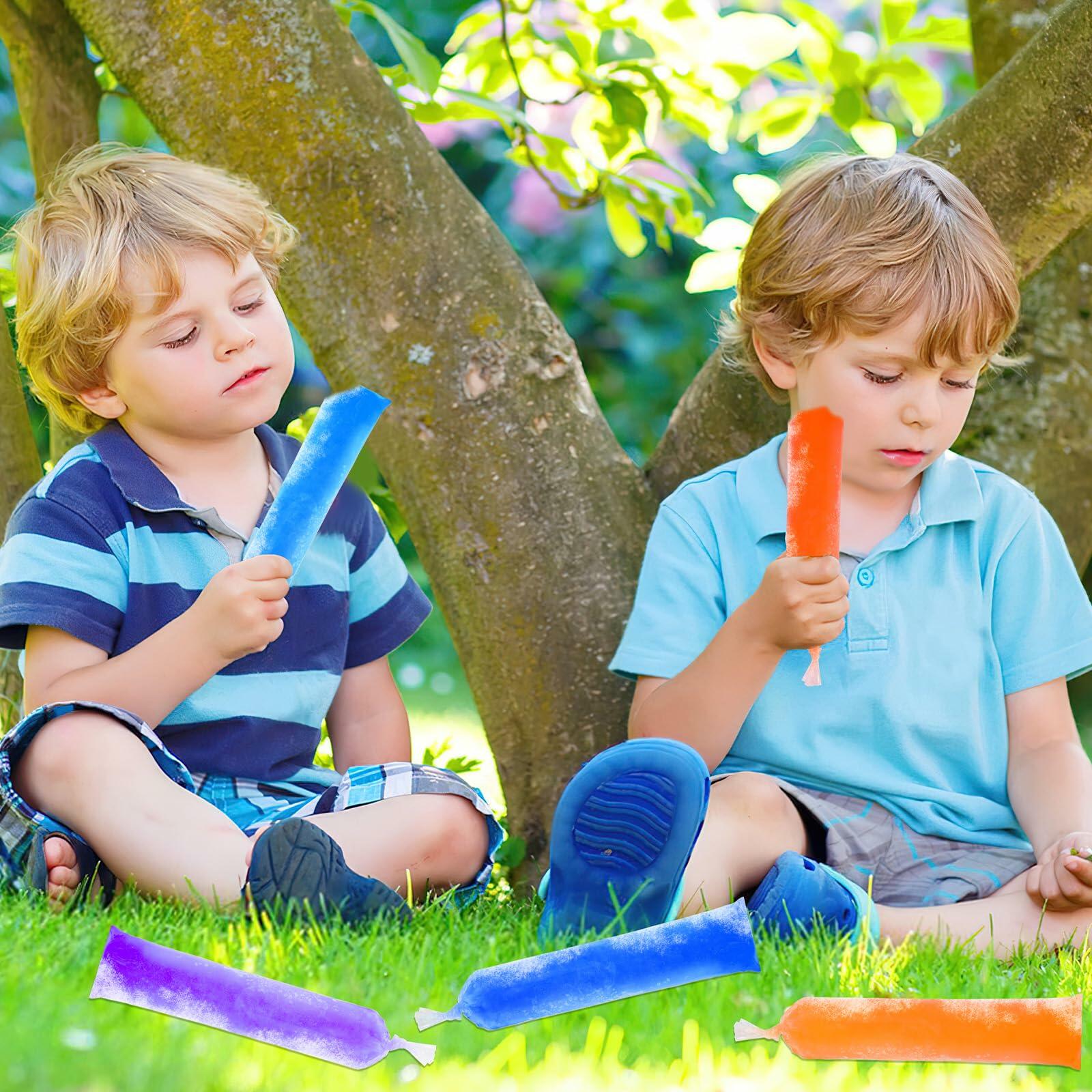 FEBSNOW 160 Disposable Ice Lolly Bags Popsicle Mold Clear 4x12 Inch with Funnel