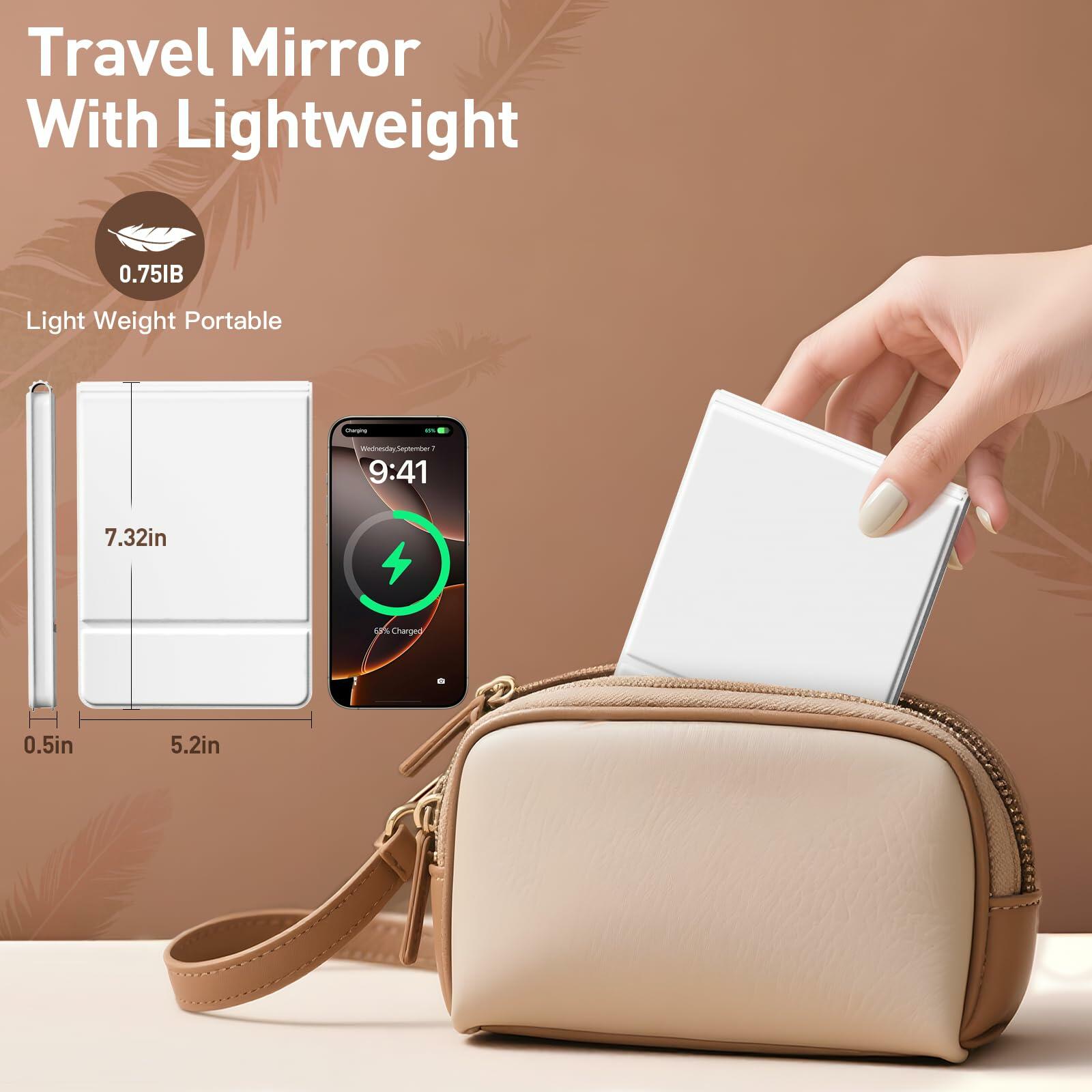 BACK KTCL 2 Pack 2025 Rechargeable Travel Makeup Vanity Mirror 72 LED Lights