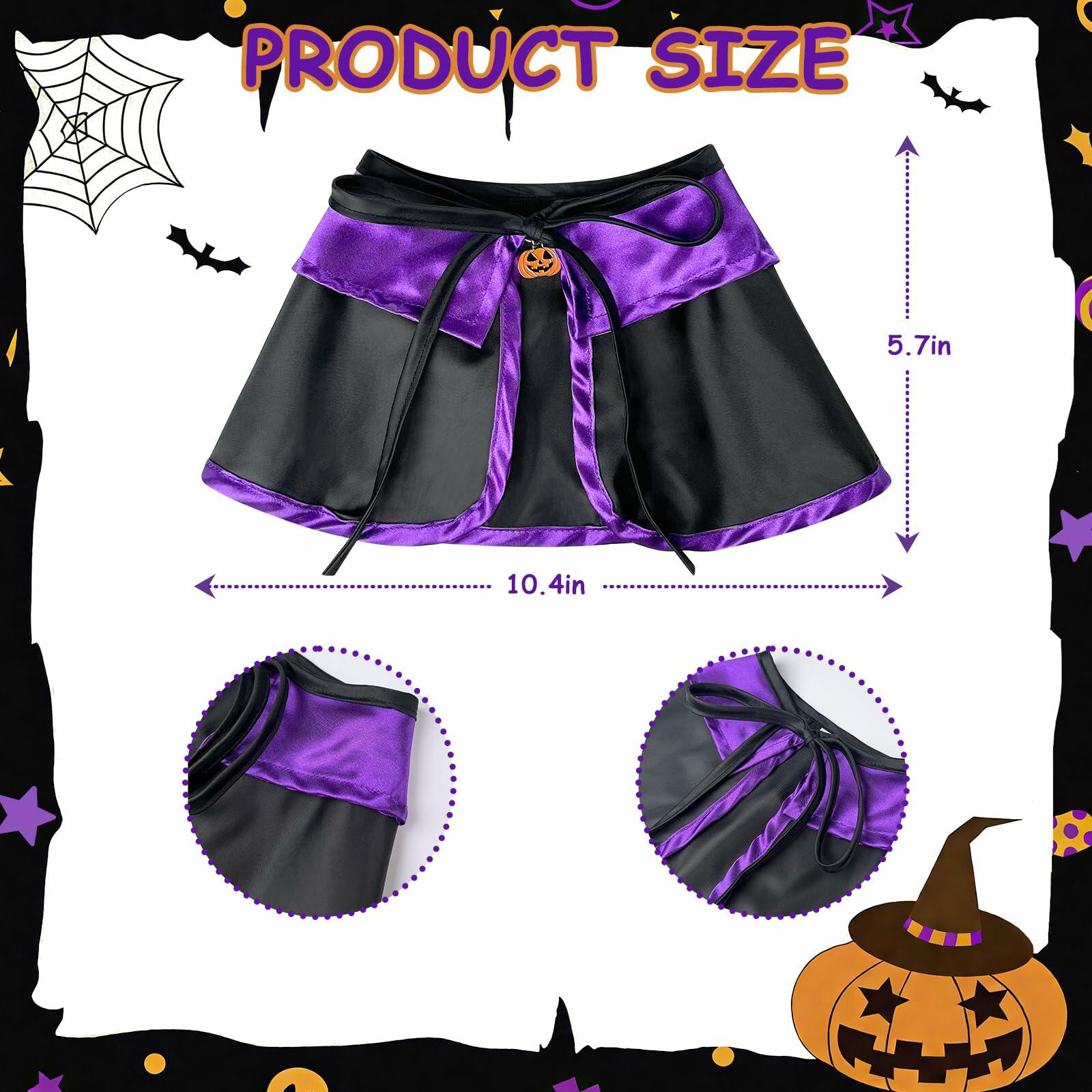 Pextian Halloween Cat Witch Costume Adjustable Black Purple Cloak Hat Size M/L