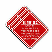 TATAHOS 3Pcs Lack of Planning Emergency Stickers Waterproof Vinyl 3" Multi