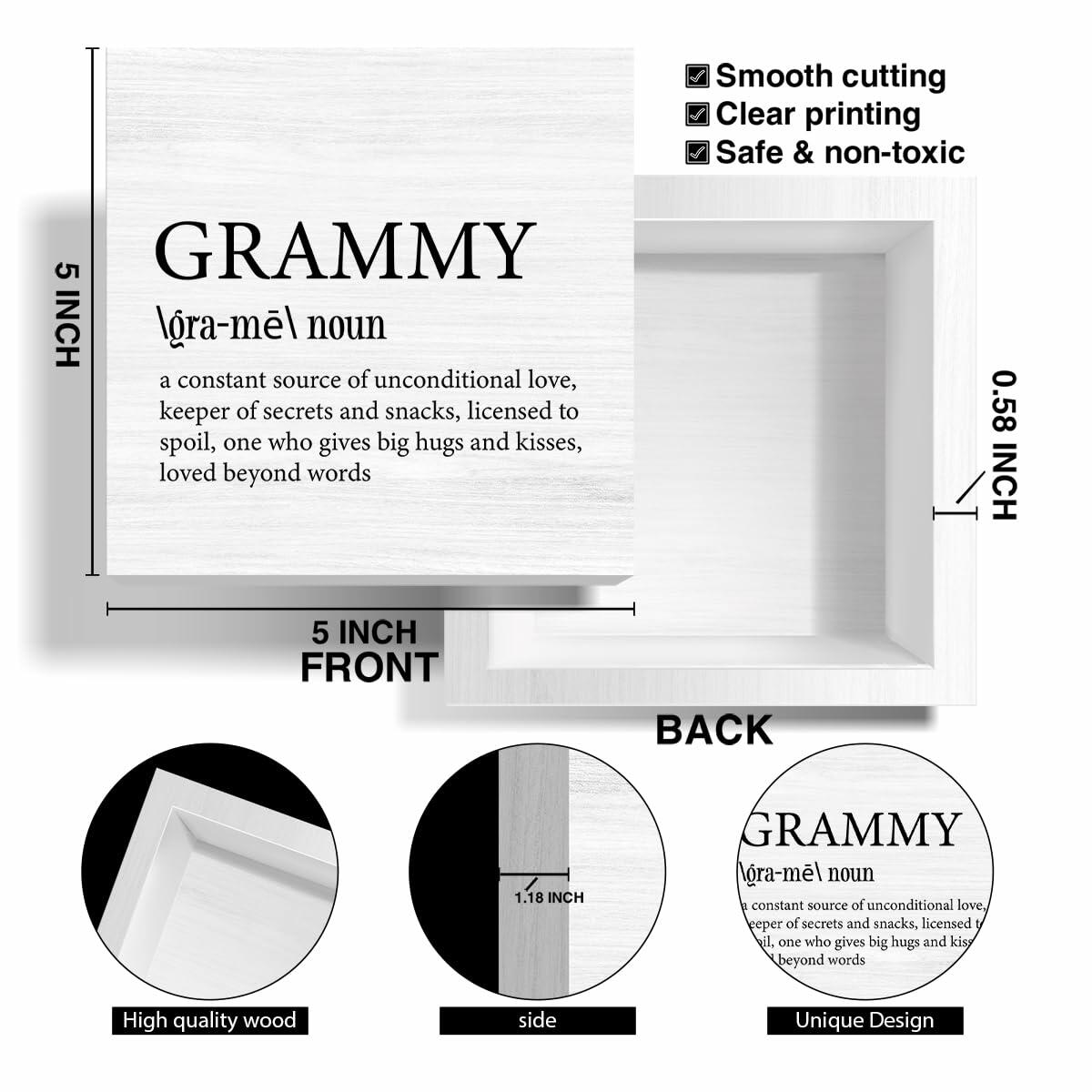 VKYN Grammy Gift Wood Box Keepsake Multicolor 5x5 Inches Home Decor