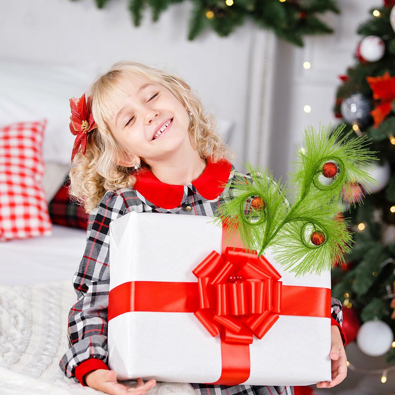 Ruxiel 17 Inch Christmas Tree Picks 6 PCS Lime Green Furry Curly Stems