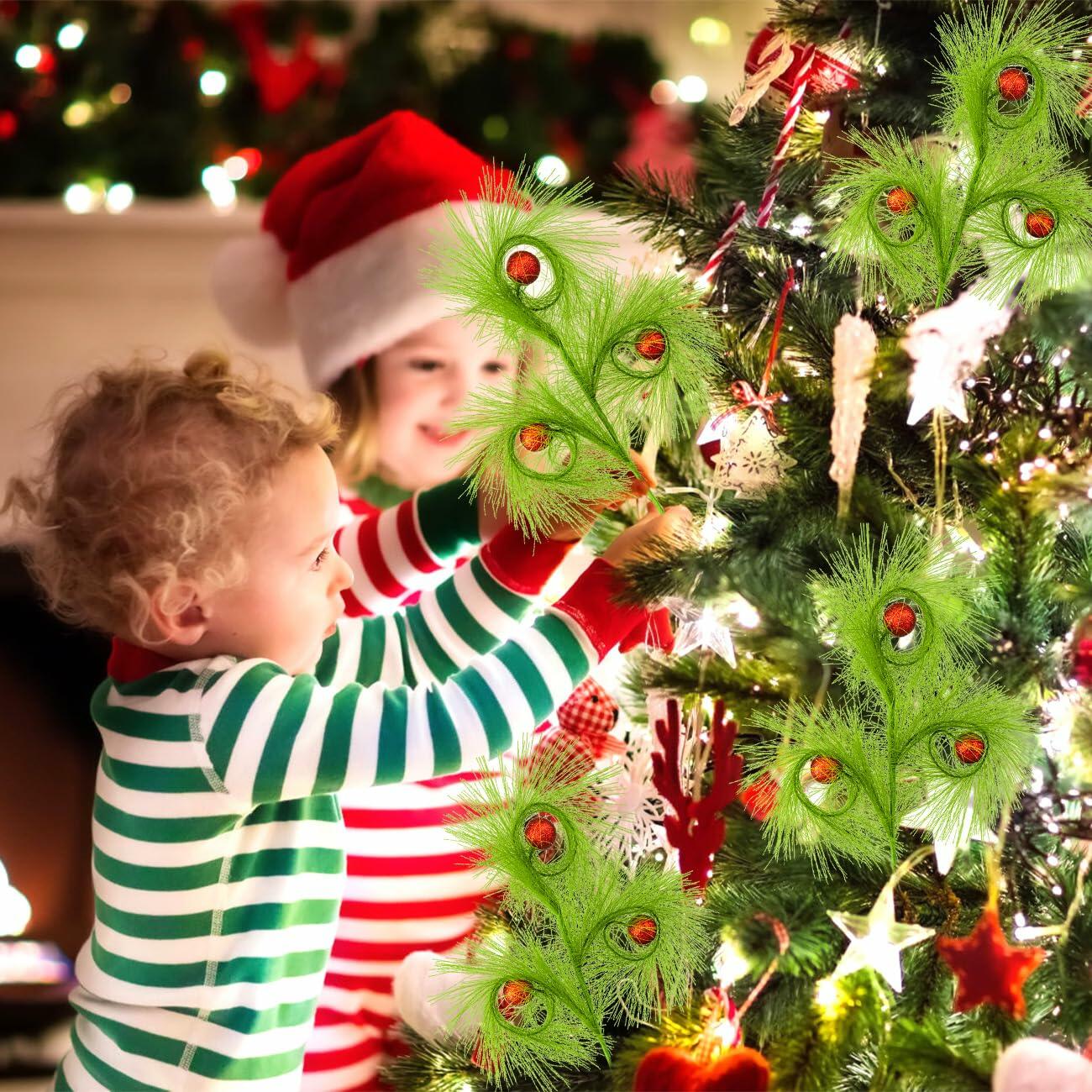 Ruxiel 17 Inch Christmas Tree Picks 6 PCS Lime Green Furry Curly Stems