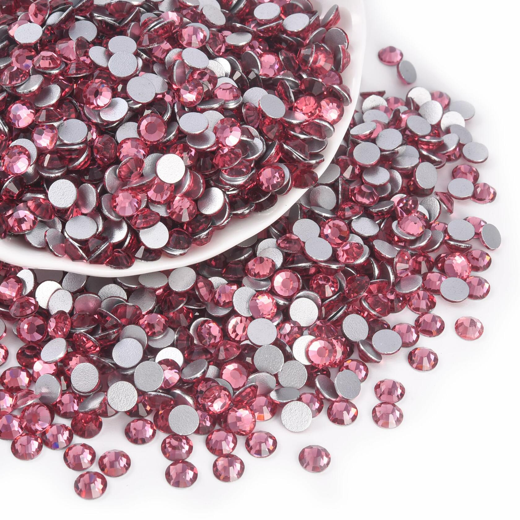 Blinginbox Glass Flatback Rhinestones Crystal Round Gems Rose SS20 1440pcs