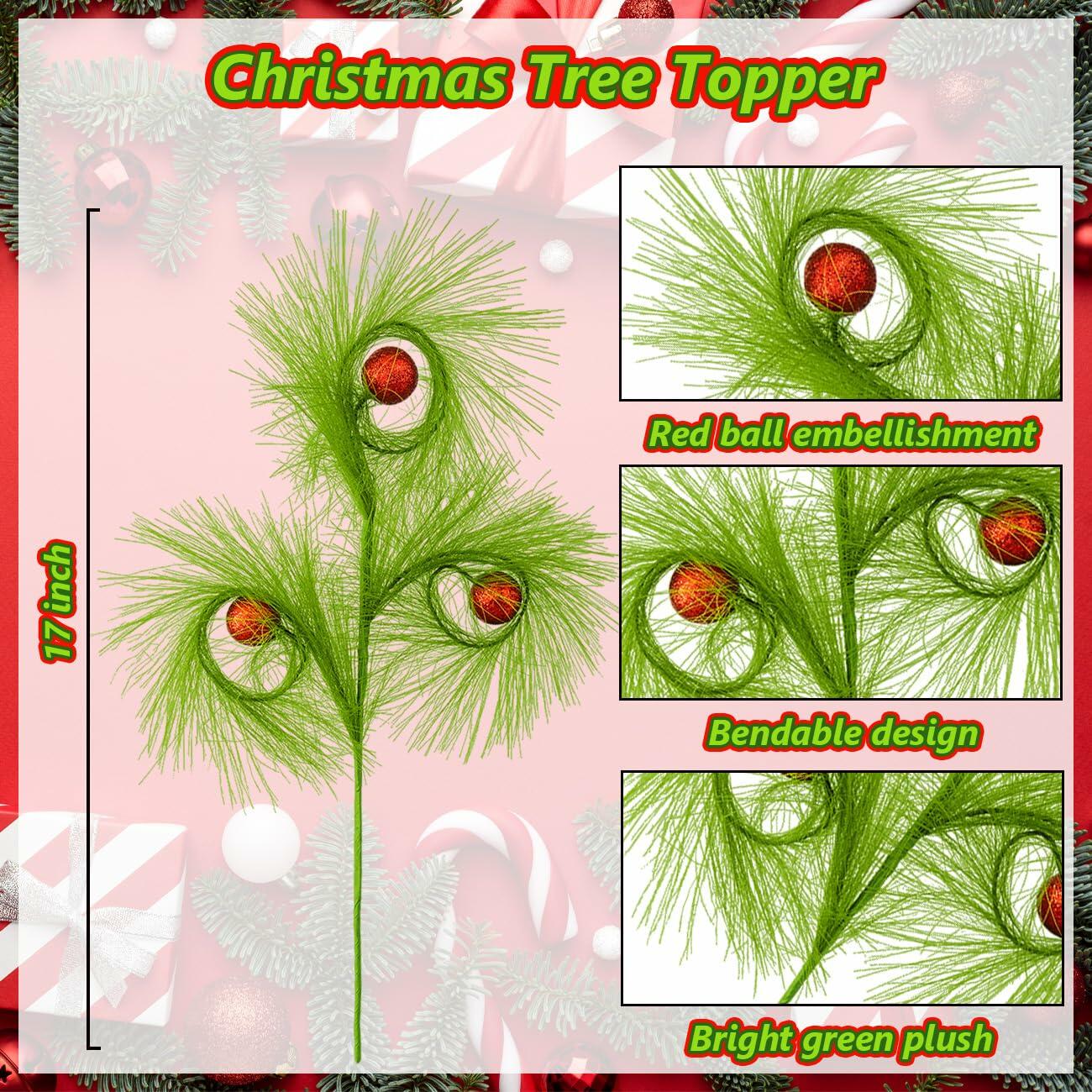 Ruxiel 17 Inch Christmas Tree Picks 6 PCS Lime Green Furry Curly Stems