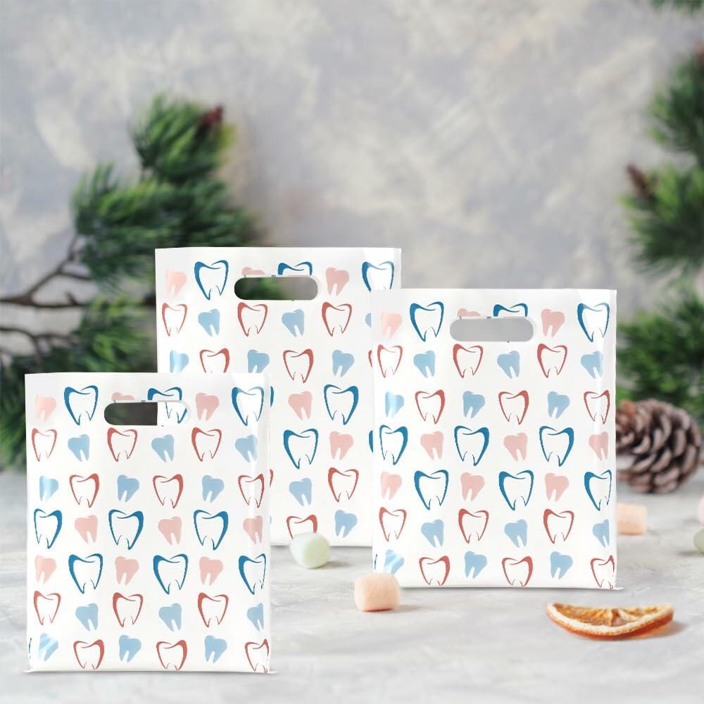 eowqeiur Dental Goodie Bags 8.2x9.4 Inch 50 PCS Plastic White Handle
