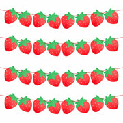 PEUTIER 4pcs Strawberry Party Banners Baby Shower Decorations Red Paper