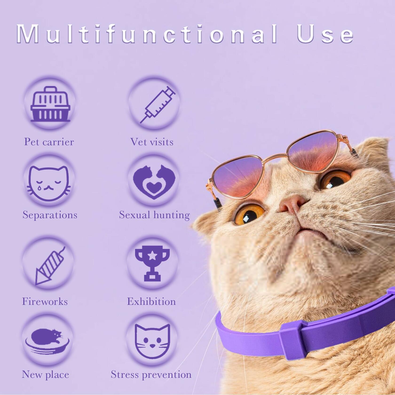 Simnice Cat Calming Collar 4 Pack Adjustable Pheromone Purple