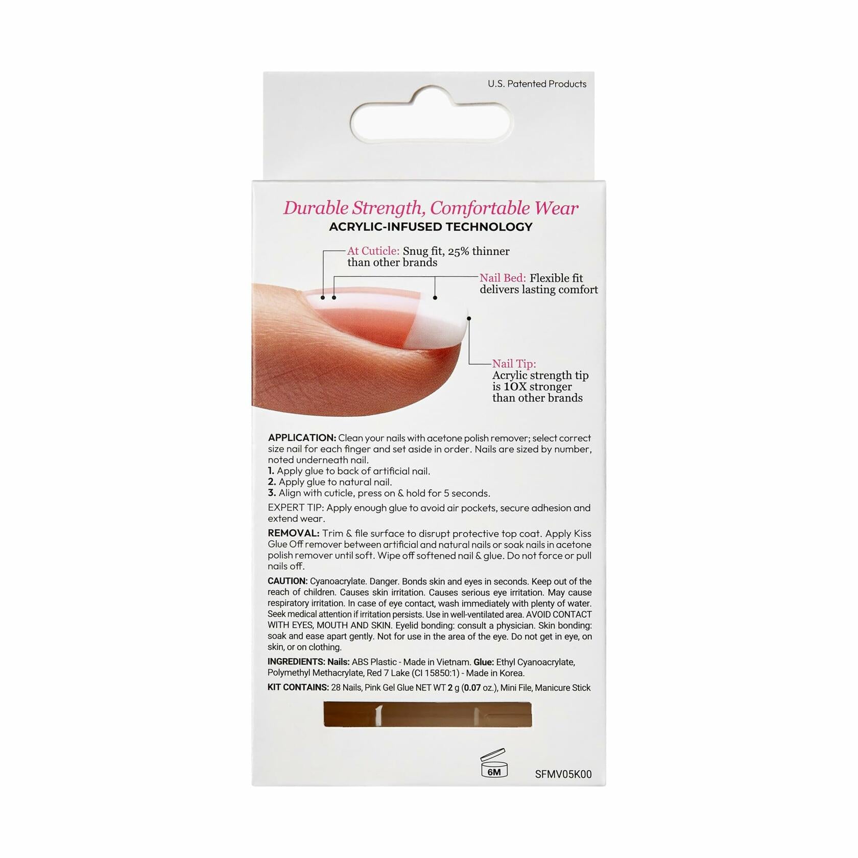 KISS Salon Acrylic Press On Nails Je T'Aime White Medium Coffin 28 Nails