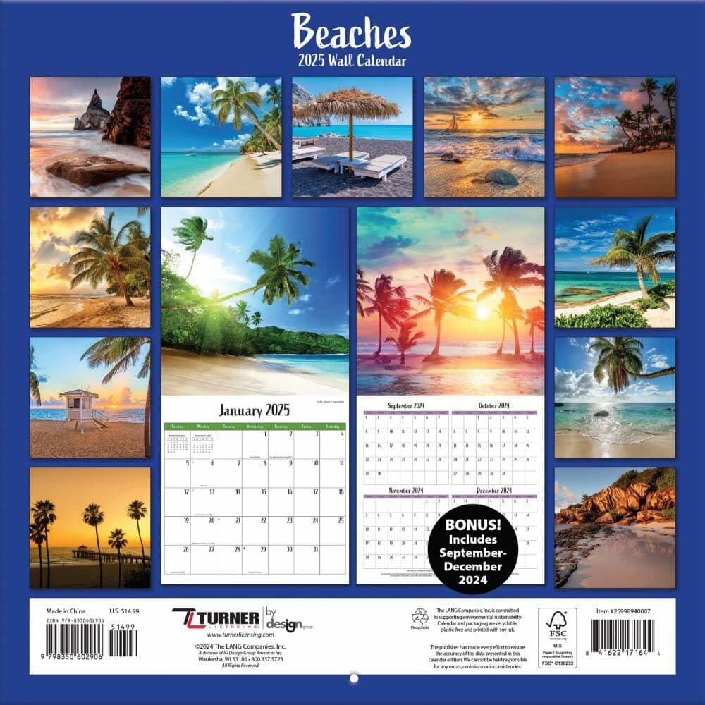 Turner Licensing Beaches 12x12 Photo Wall Calendar 2024