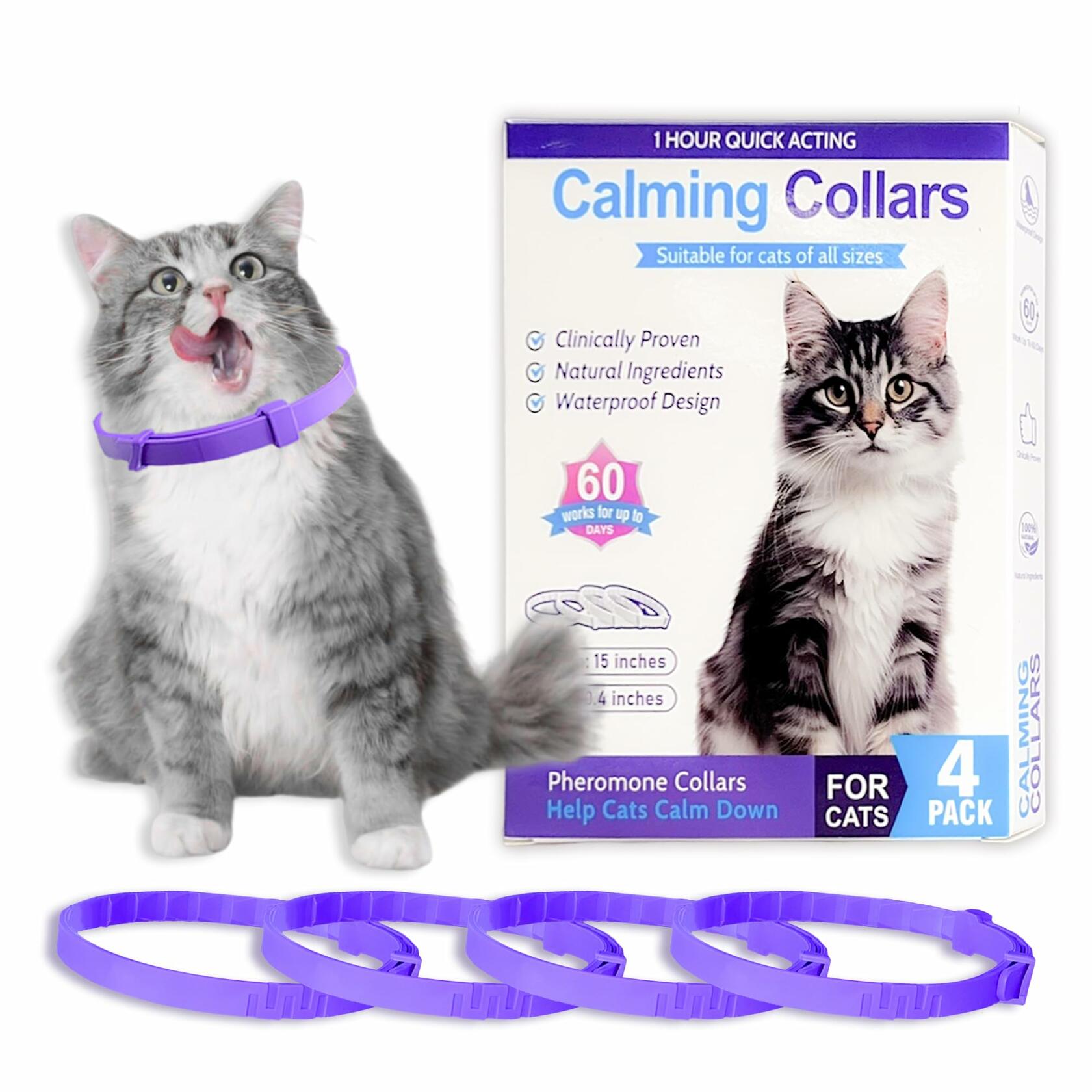 Simnice Cat Calming Collar 4 Pack Adjustable Pheromone Purple