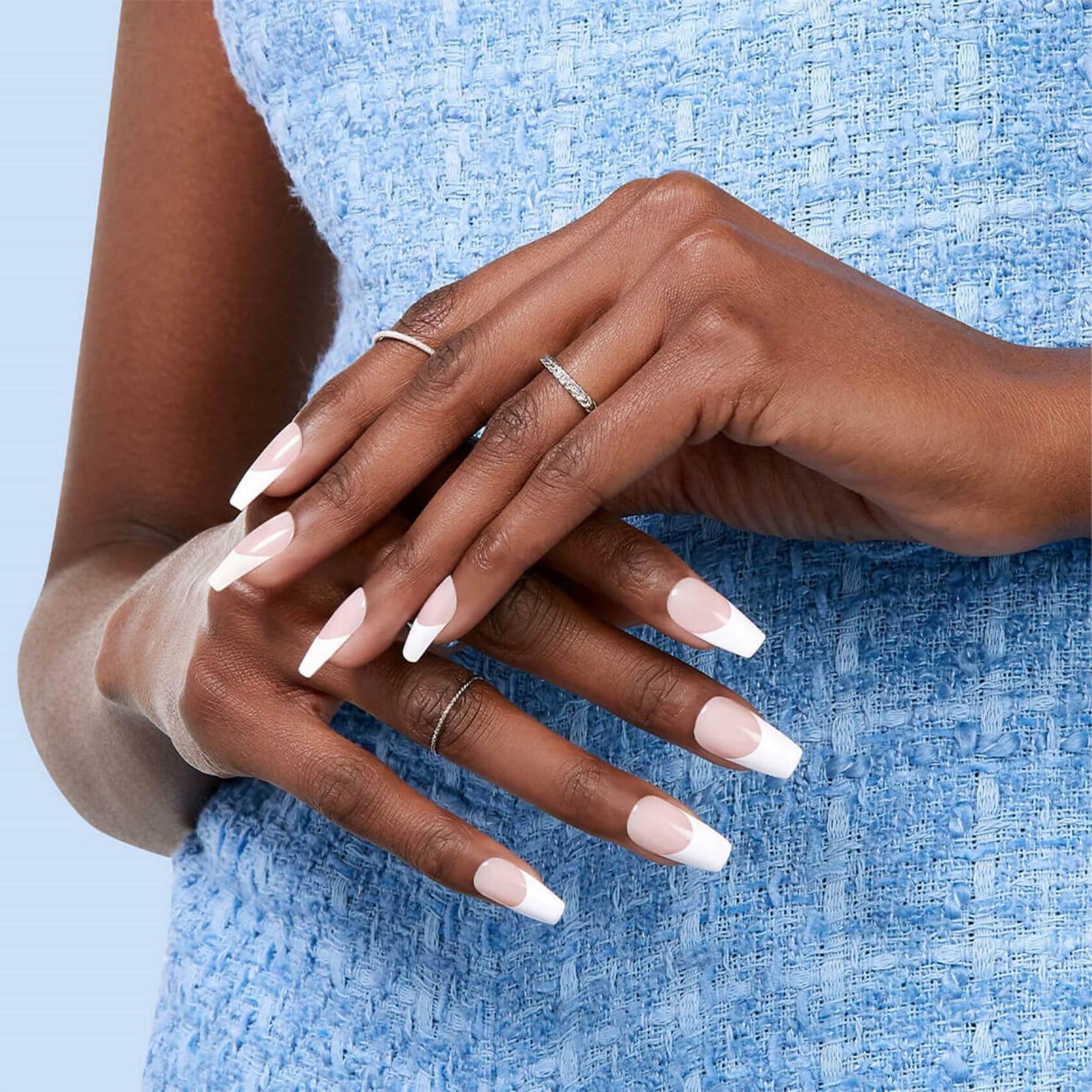 KISS Salon Acrylic Press On Nails Je T'Aime White Medium Coffin 28 Nails
