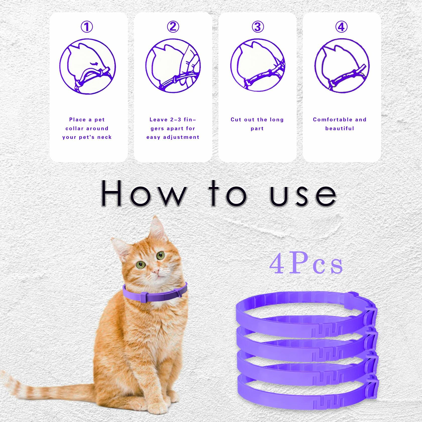 Simnice Cat Calming Collar 4 Pack Adjustable Pheromone Purple