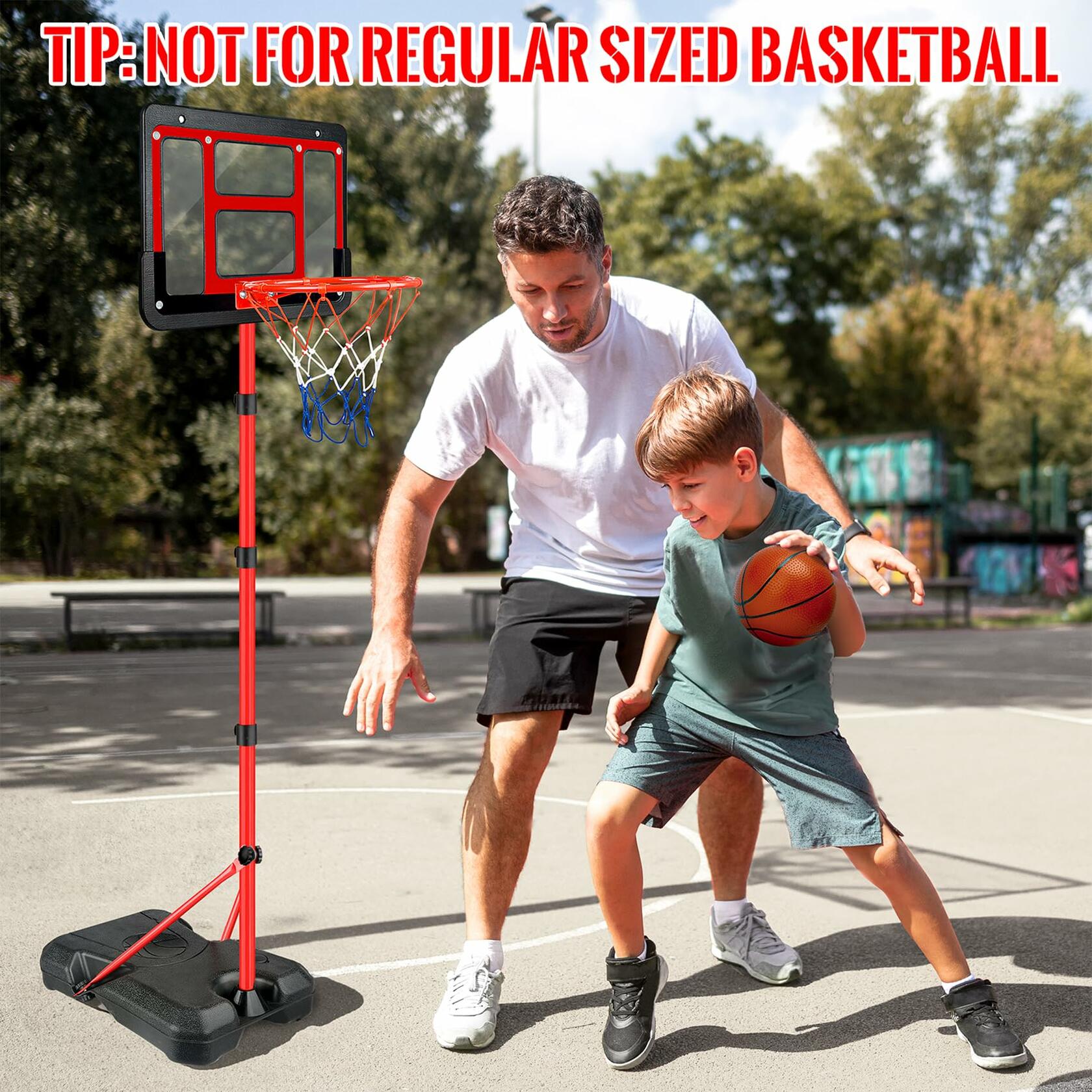 GMAOPHY Kids Adjustable Basketball Hoop with Stand Red Indoor Outdoor Toy