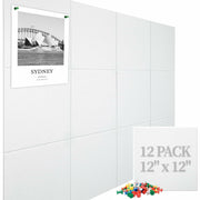 UBZMOK Large Cork Board Felt Wall Tiles 47x35 White 12 Pack with Tabs Pins