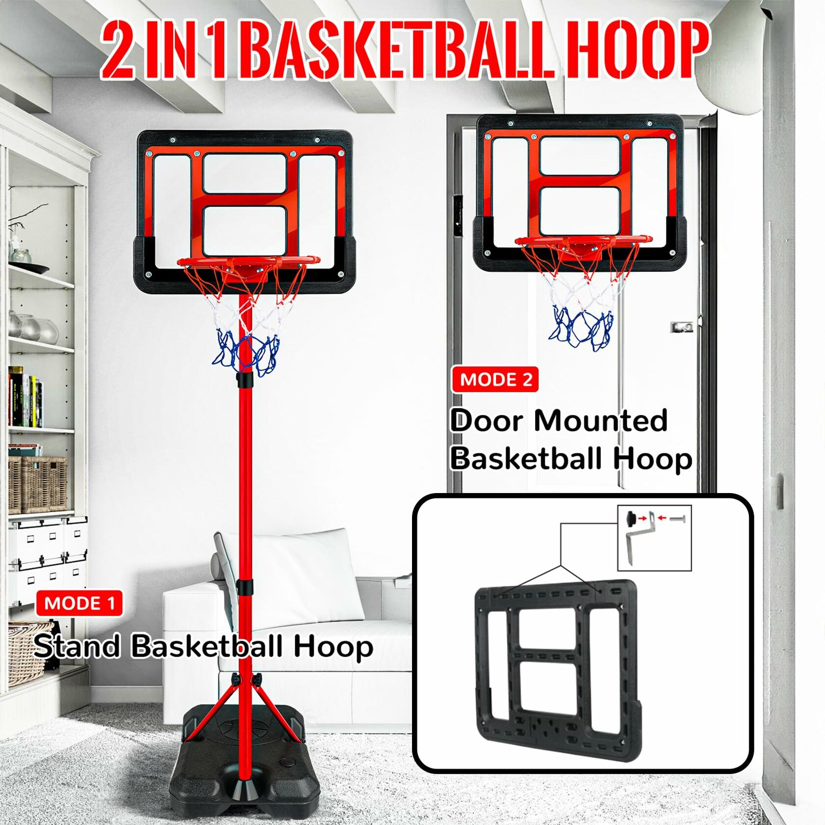 GMAOPHY Kids Adjustable Basketball Hoop with Stand Red Indoor Outdoor Toy