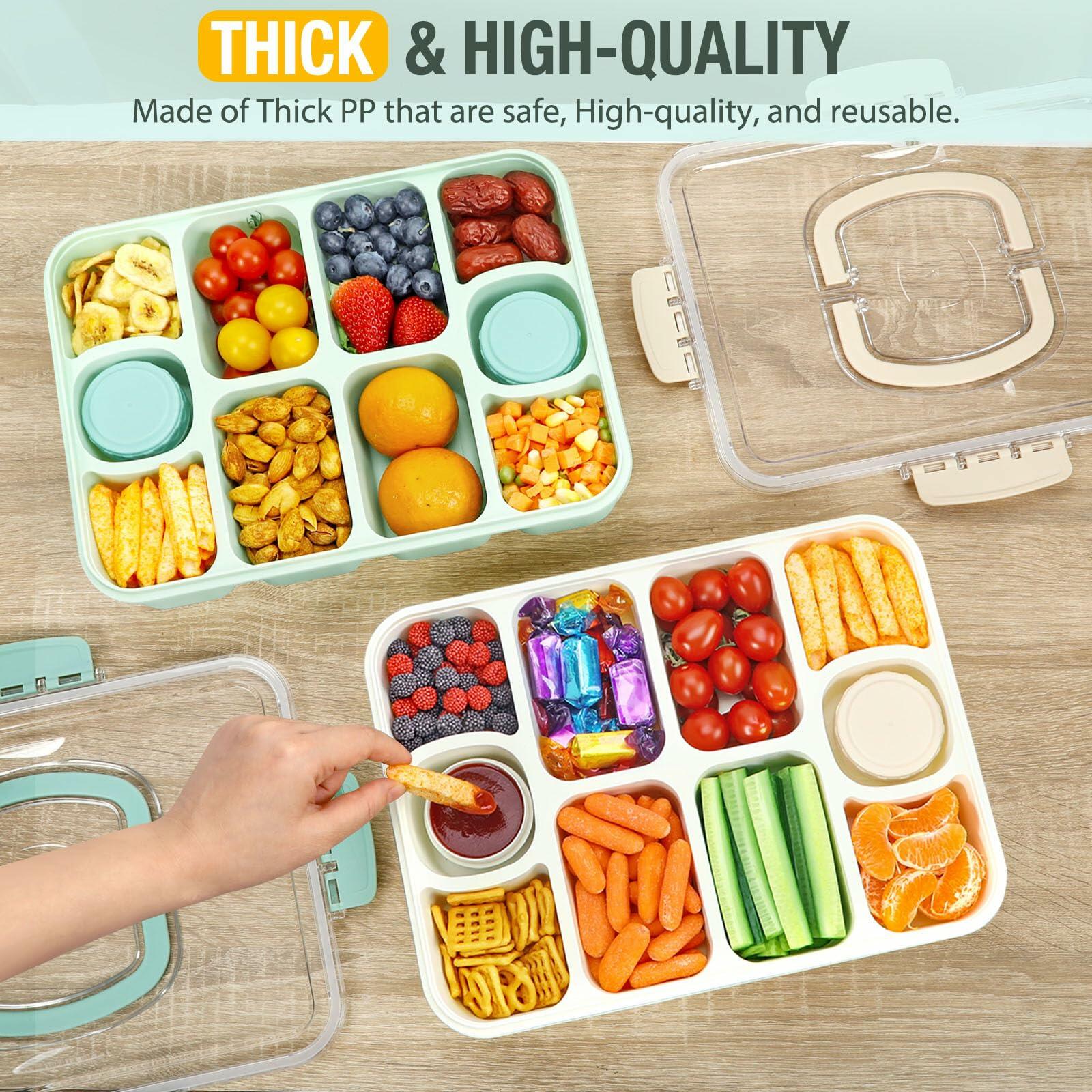 Caperci Snackle Box 10-Compartment Tray with Lid Handle Mint Green BPA-Free
