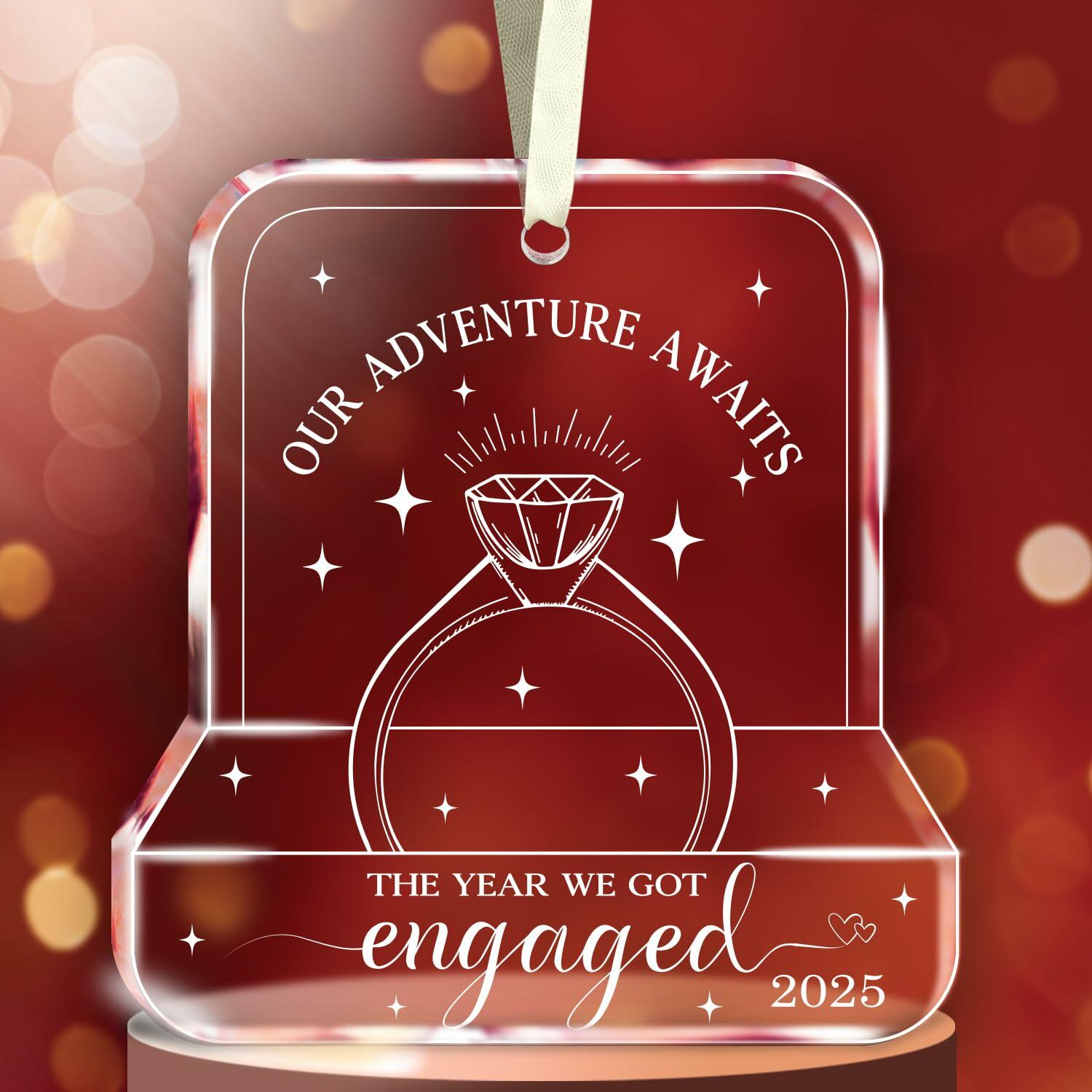 NewEleven Valentines Day Gifts 2025 Glass Ornaments for Couples Engaged 2025