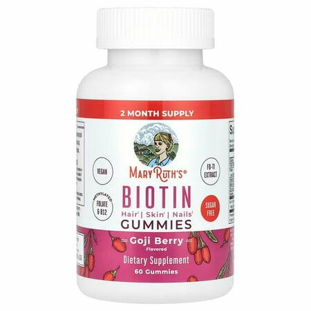 BestBy06/27 MaryRuth's Biotin Vegan Gummy Hair Skin Nail Support 2500mcg 60ct