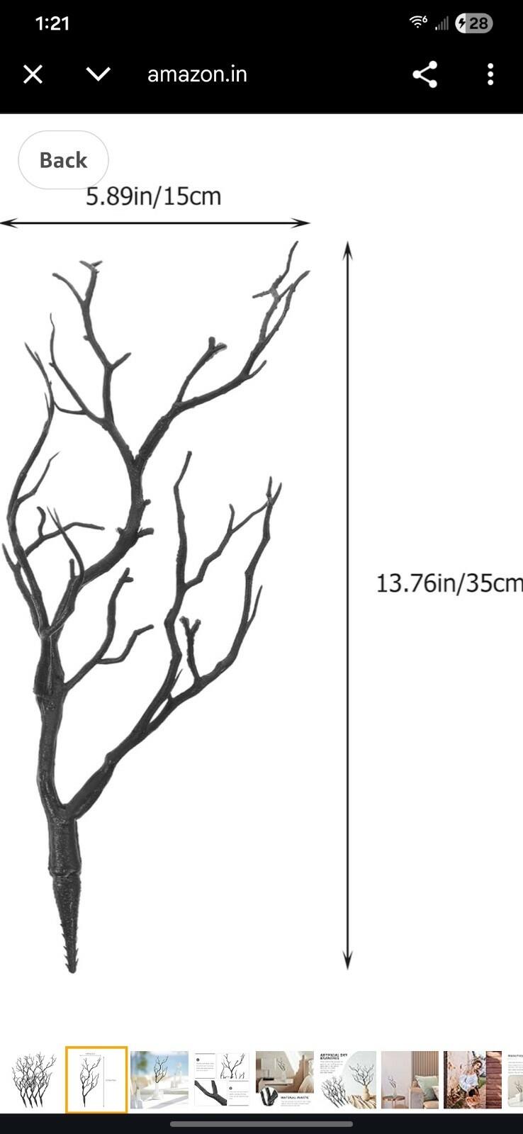 4pcs Artificial Antler Tree Branches Black Decorative Twigs 13in Plastic