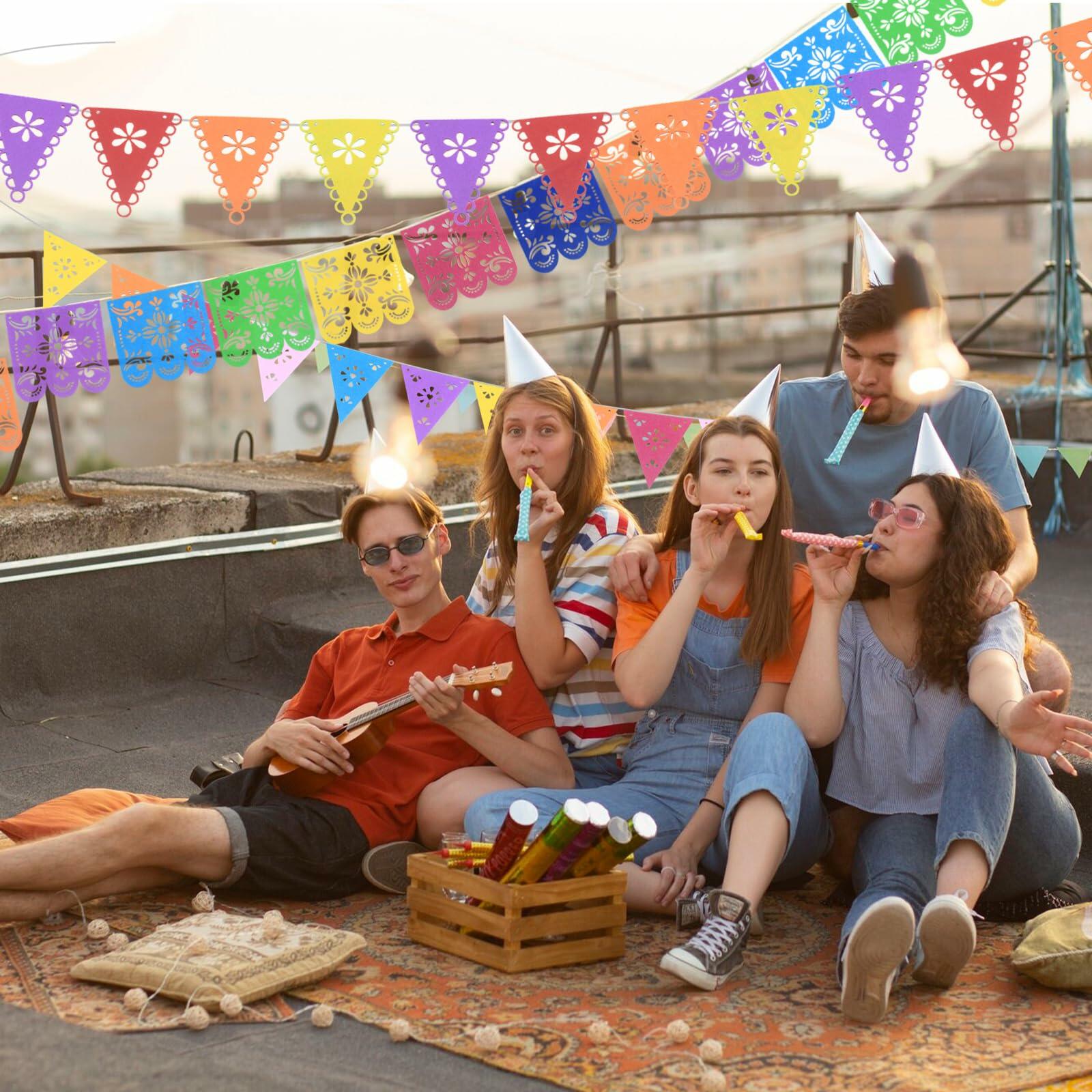 WUEURU Fiesta Decorations Cinco De Mayo Centerpiece Rainbow Mexican 15Pcs