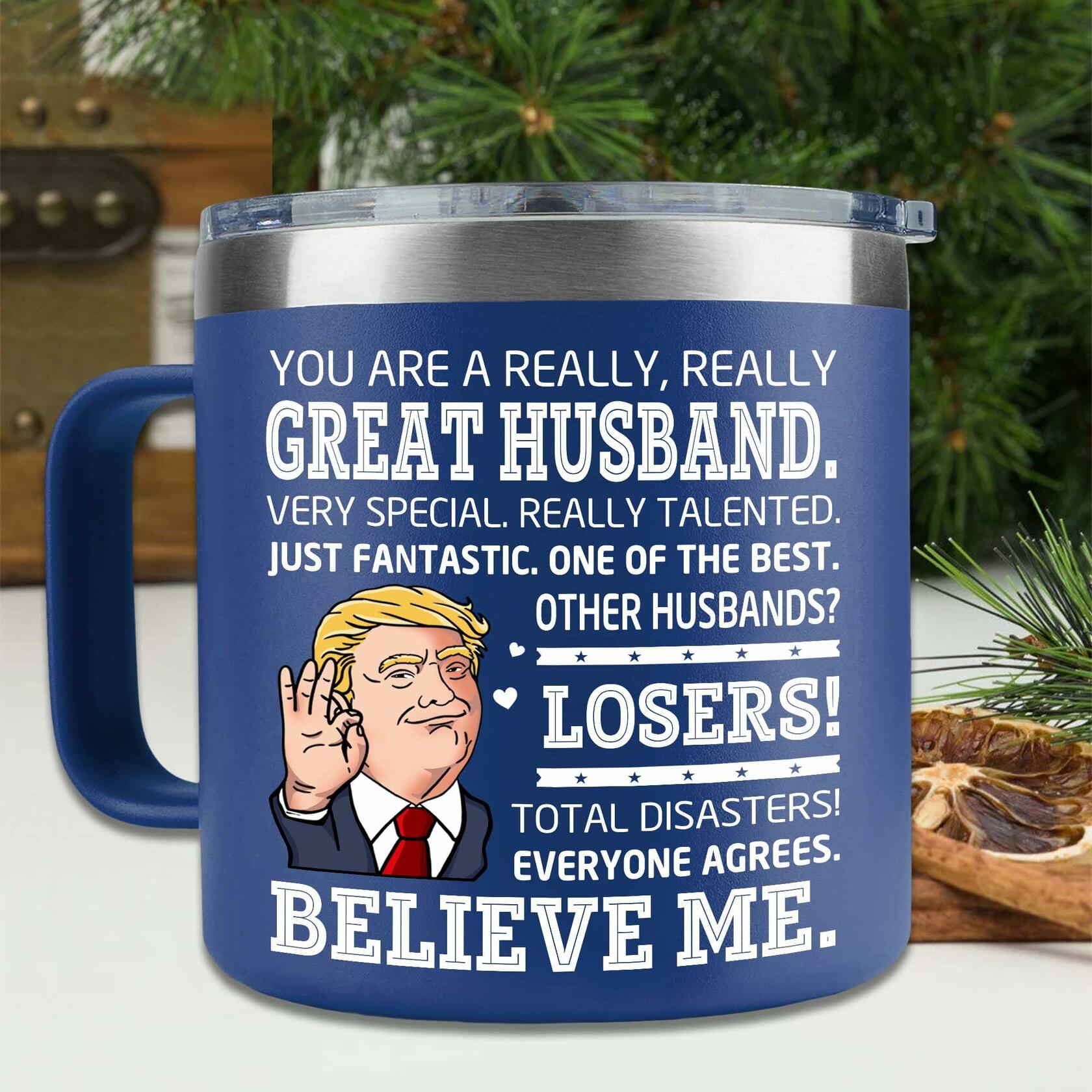 BECHUSKY Christmas Mug for Husband - Stainless Steel 14oz Best Hubby Ever