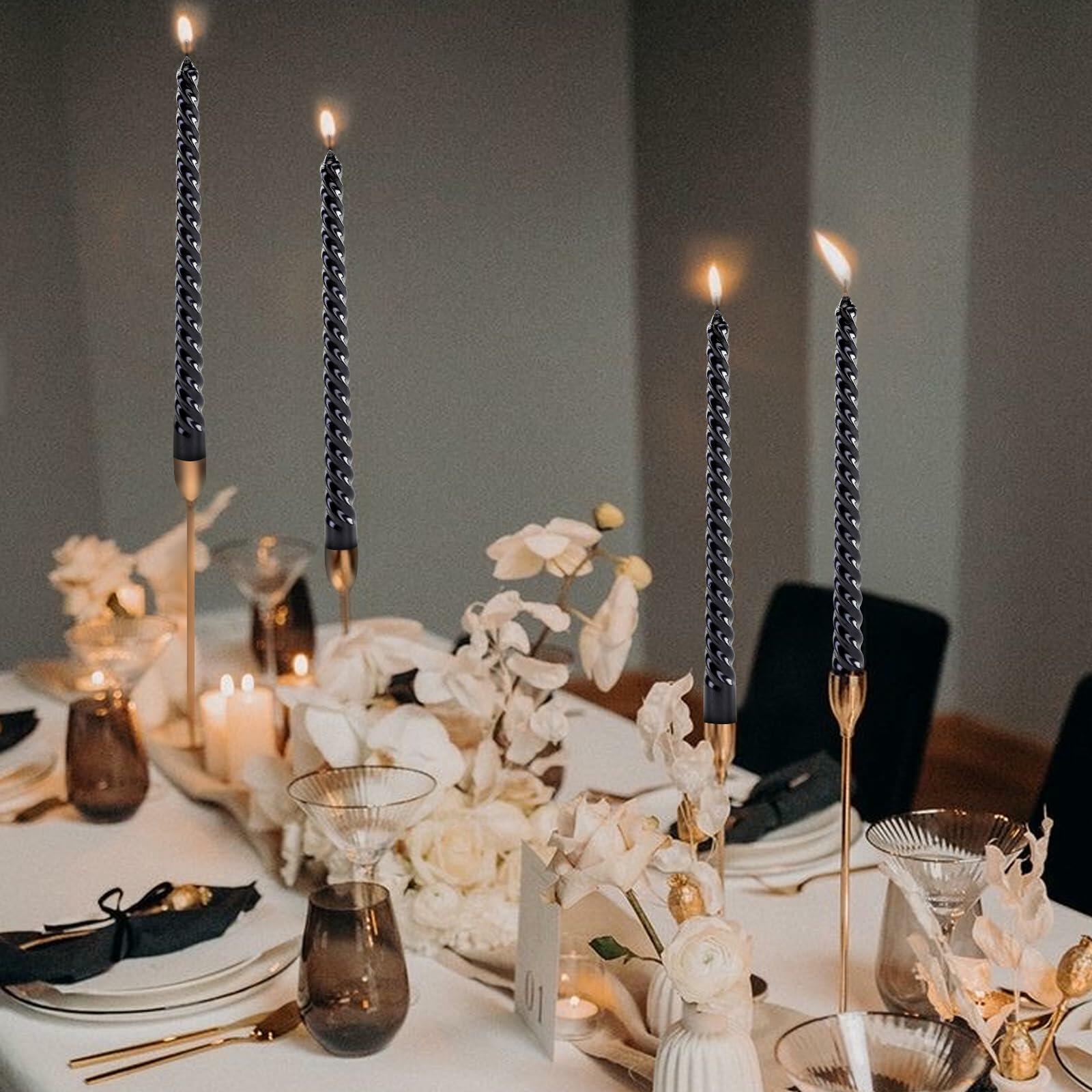 Color Poem Ornament 10in Black Dripless Halloween Taper Candles Set of 4