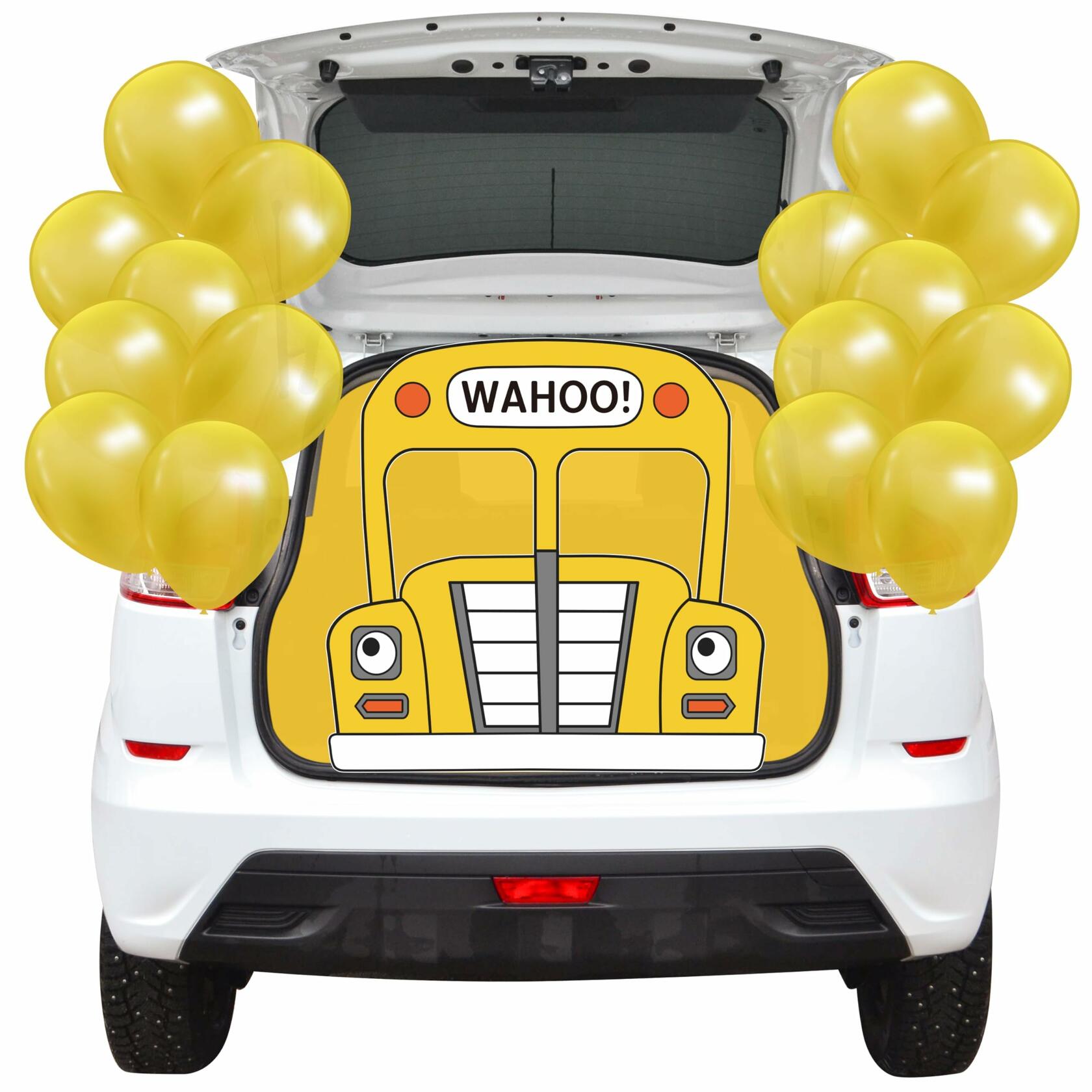 CZgfva School Bus Trunk or Treat Decoration Kit Yellow Bus Tablecloth Balloons