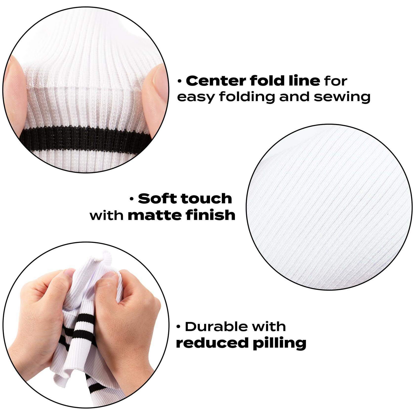 ONLY 2x2 Striped Rib Knit Fabric White 6x35 Inches Polyester Spandex