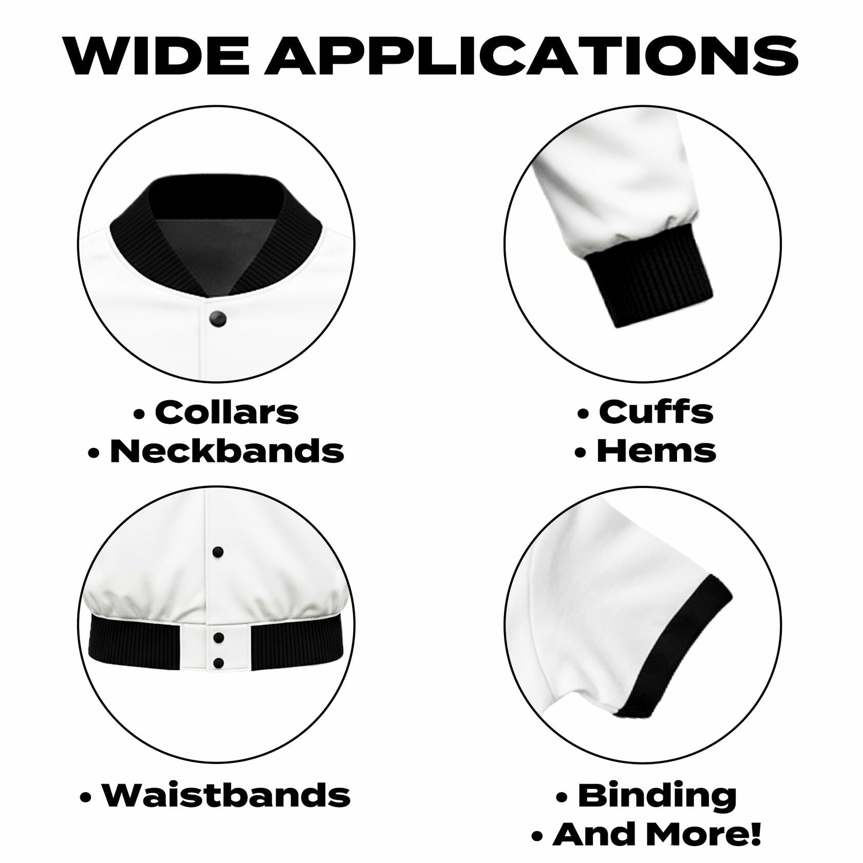 ONLY 2x2 Striped Rib Knit Fabric White 6x35 Inches Polyester Spandex