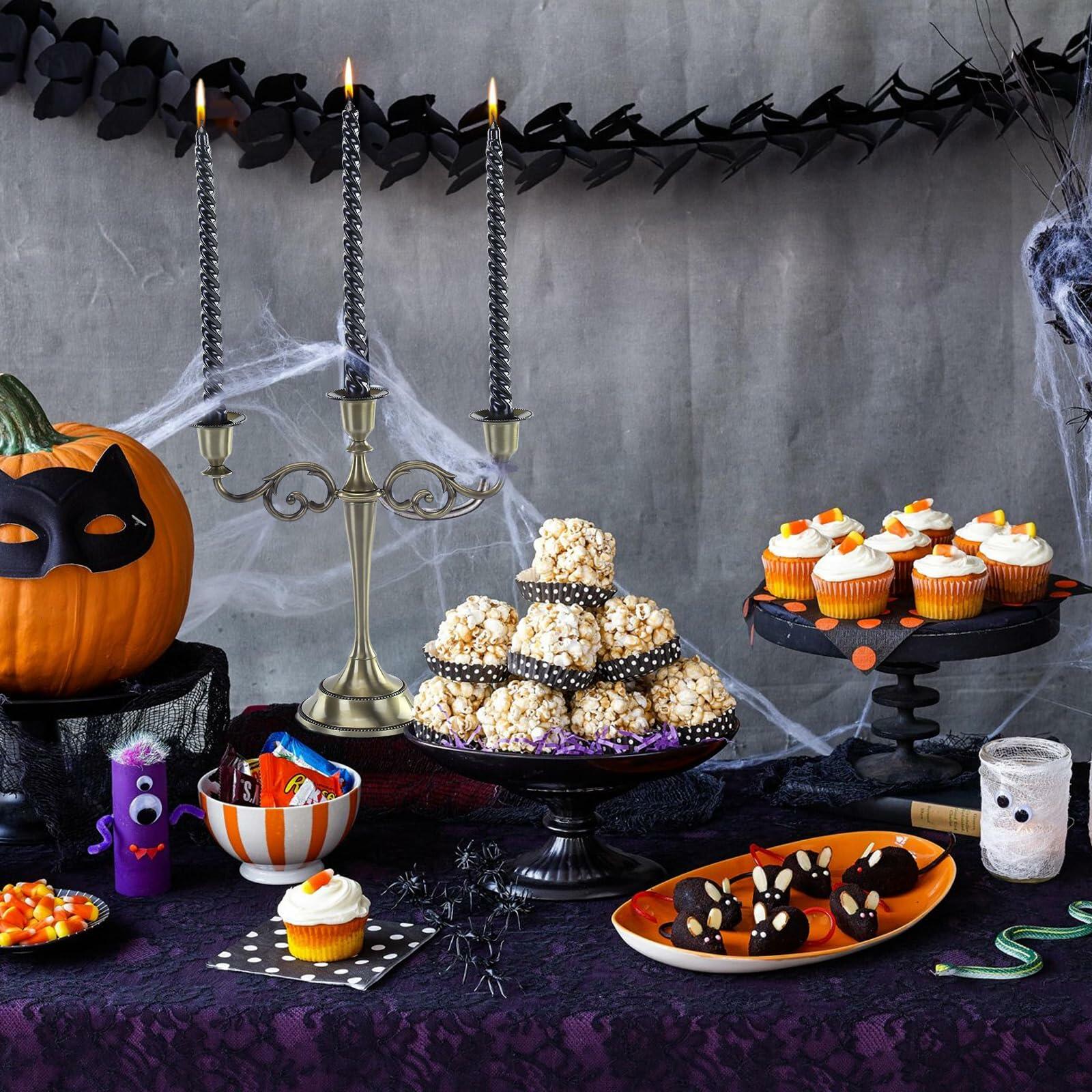 Color Poem Ornament 10in Black Dripless Halloween Taper Candles Set of 4