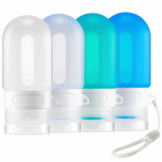 yahaa Travel Bottles for Toiletries 2oz 4 Pcs Blue Silicone Airplane Theme