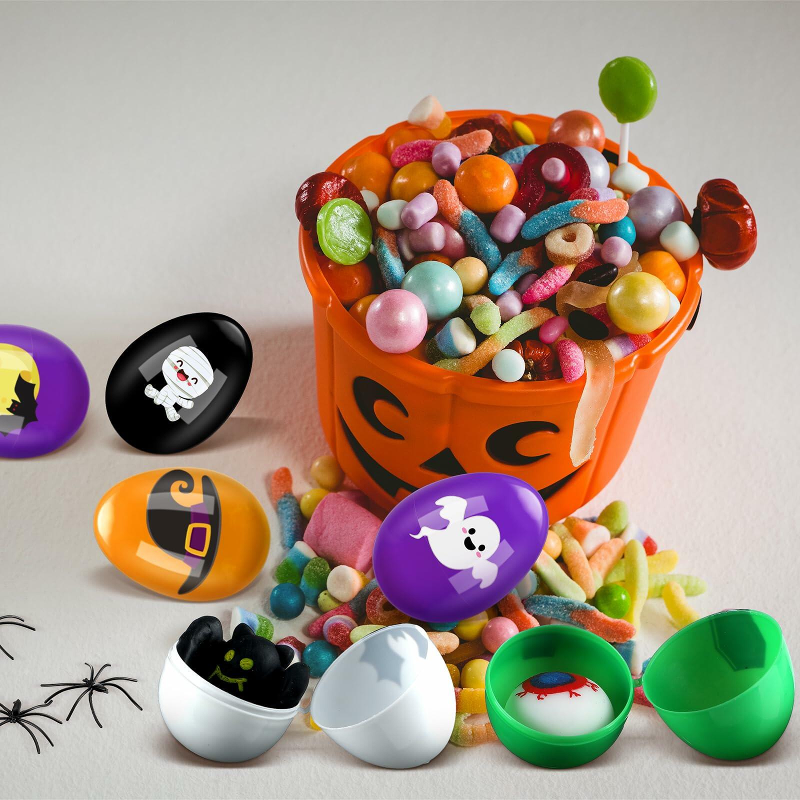 Fulmoon Halloween Plastic Skeleton Eggs Spiders Party Supplies 164 Pcs Orange