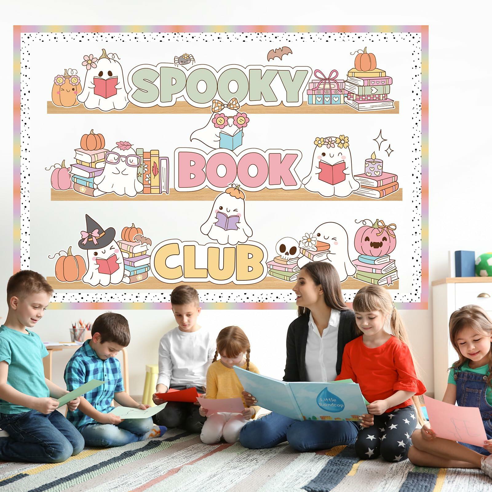 Pasimy Spooky Book Club Bulletin Board Set Ghost Halloween Classroom Decor