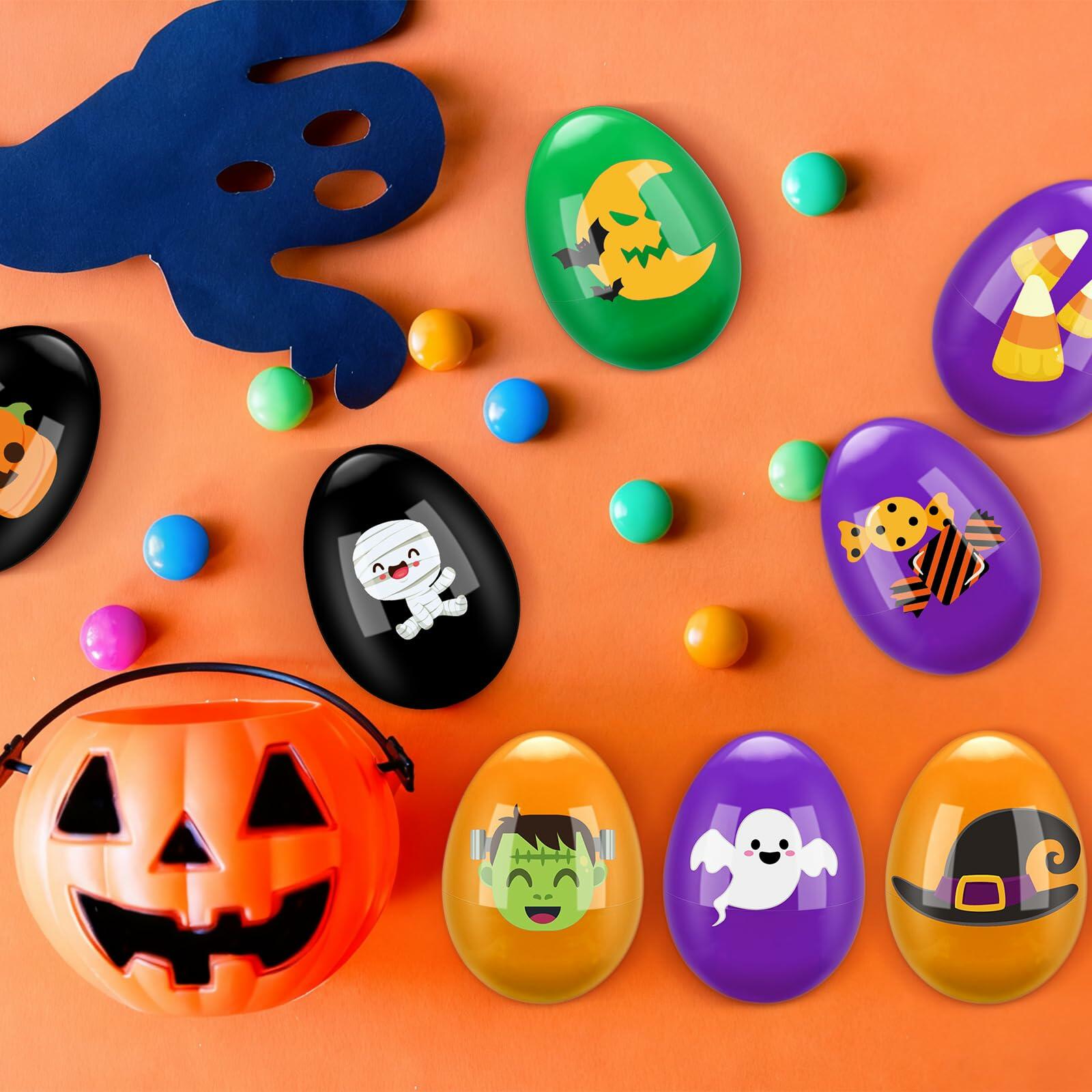 Fulmoon Halloween Plastic Skeleton Eggs Spiders Party Supplies 164 Pcs Orange