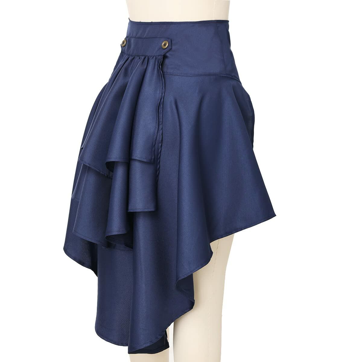 COSDREAMER Steampunk Women's Ruffle Pirate Skirt Waist Belt Blue Size XS