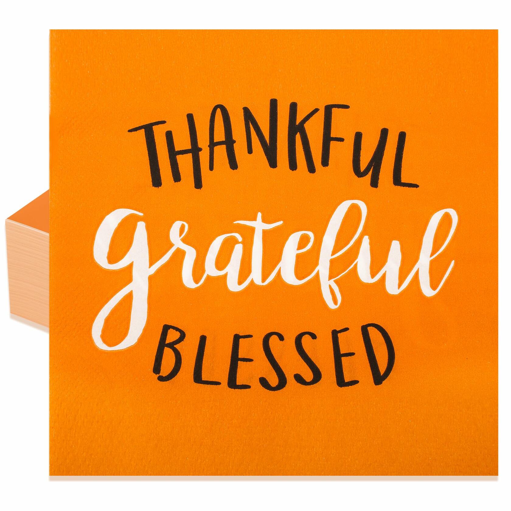 AllReal 100Pcs Thanksgiving Fall Pumpkin Orange Paper Napkins Disposable